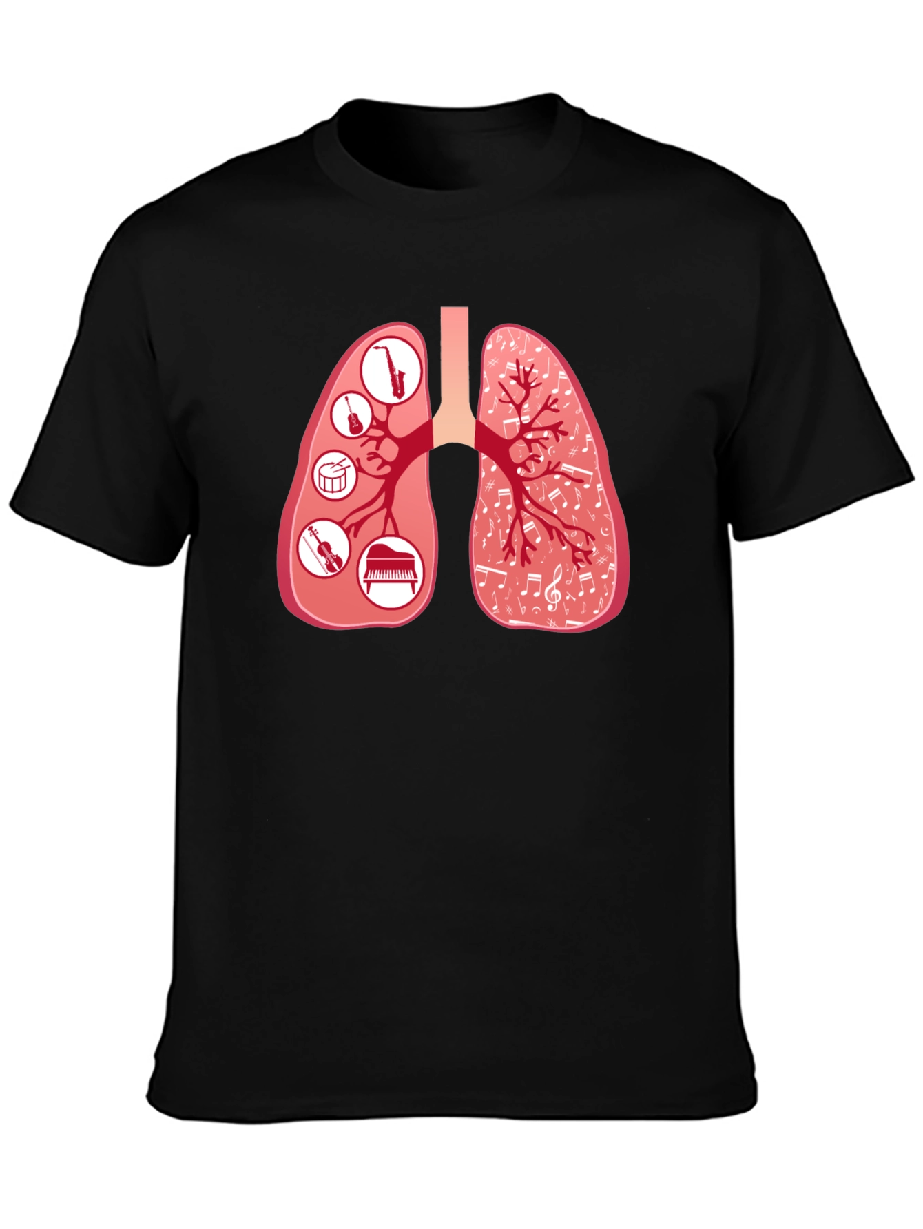 Musical Lungs Graphic Tee - Black Cotton T-Shirt