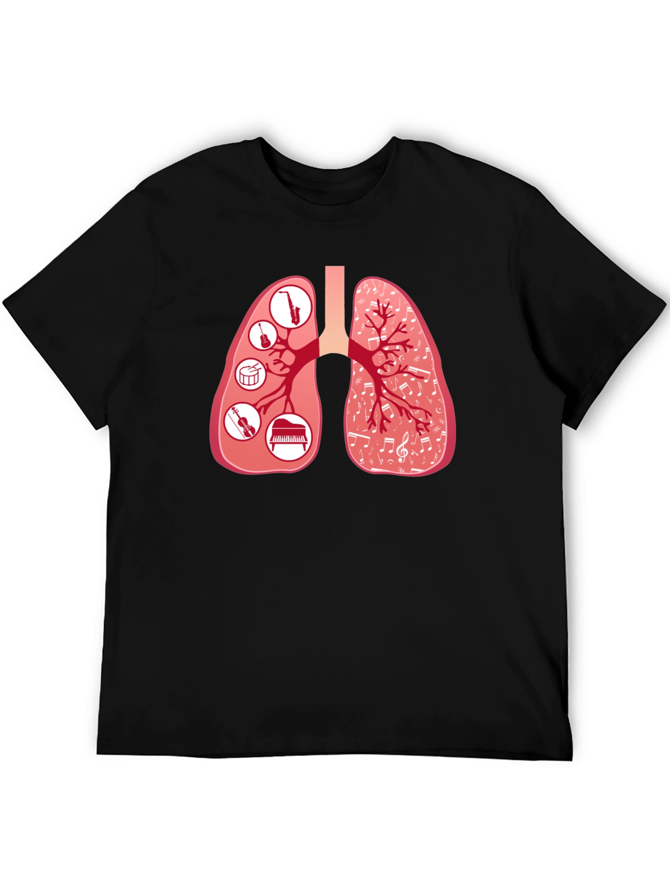 Musical Lungs Graphic Tee - Black Cotton T-Shirt