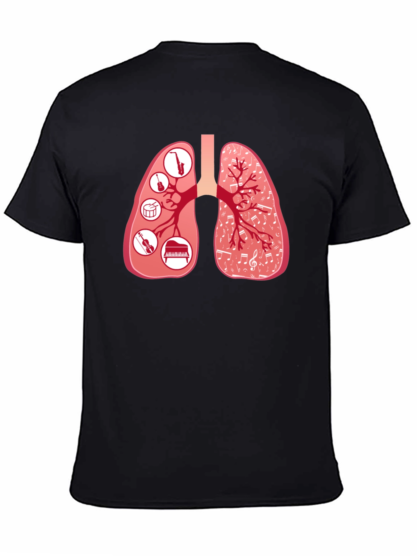 Musical Lungs Graphic Tee - Black Cotton T-Shirt