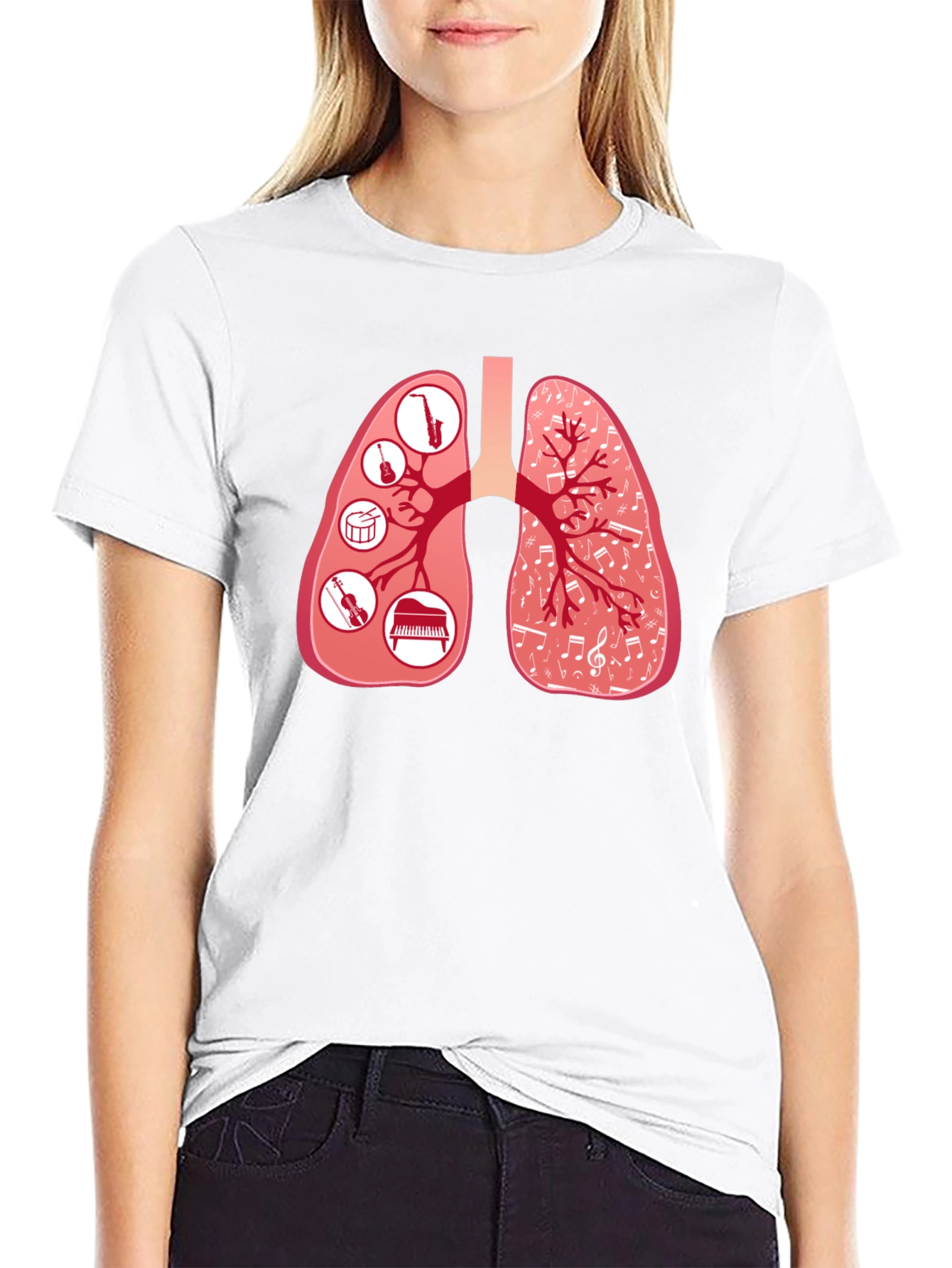 Musical Lungs Graphic Tee - Black Cotton T-Shirt
