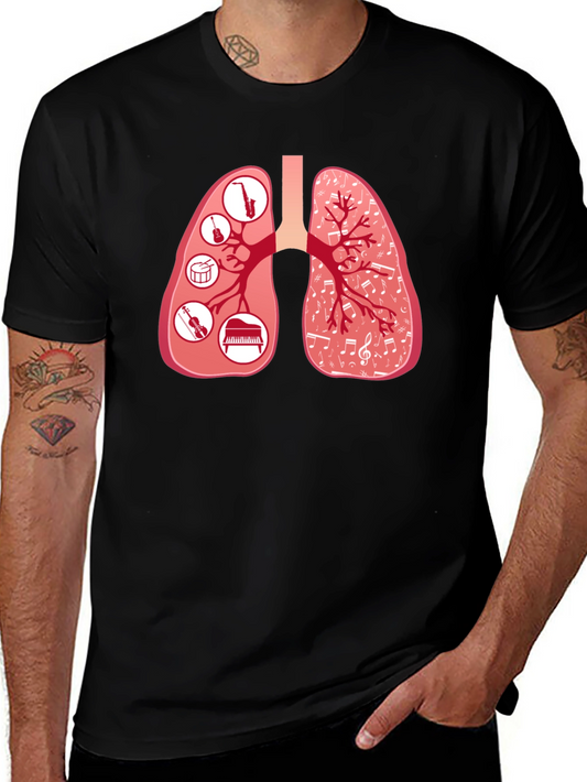 Musical Lungs Graphic Tee - Black Cotton T-Shirt
