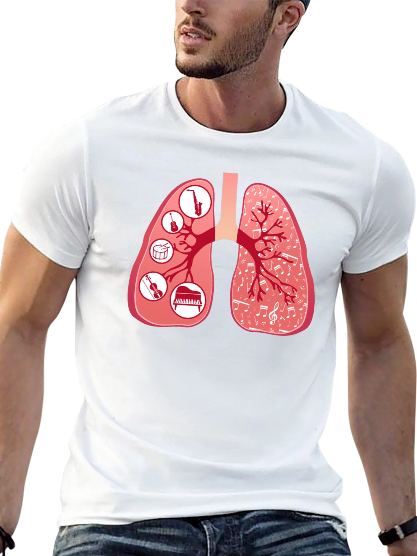 Musical Lungs Graphic Tee - Black Cotton T-Shirt