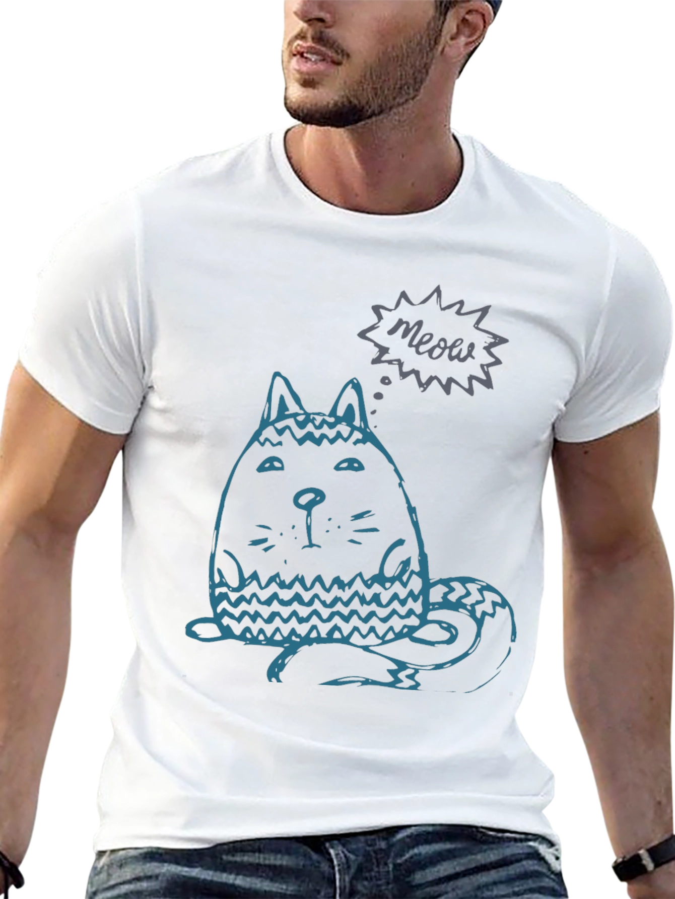 Meow Cat Graphic Tee - Unisex