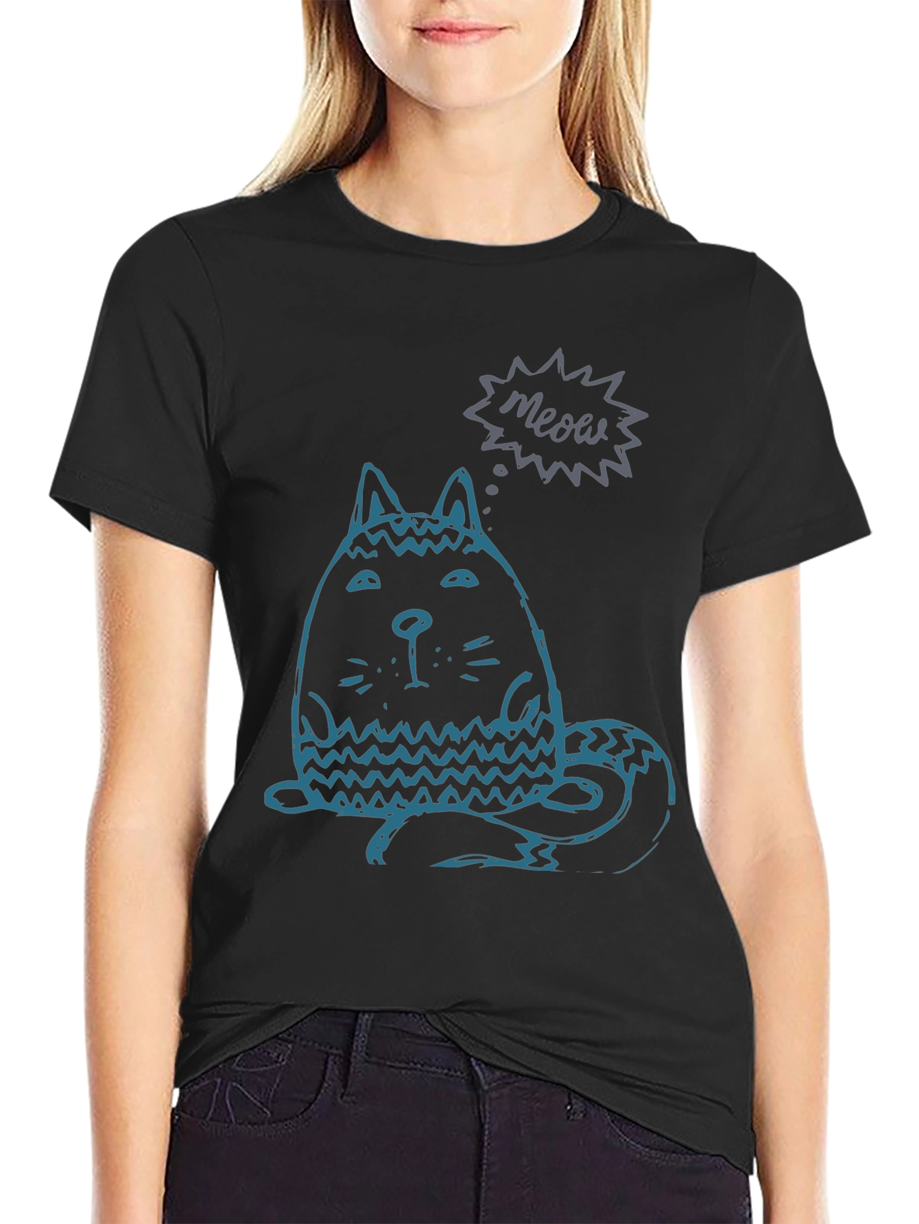 Meow Cat Graphic Tee - Unisex