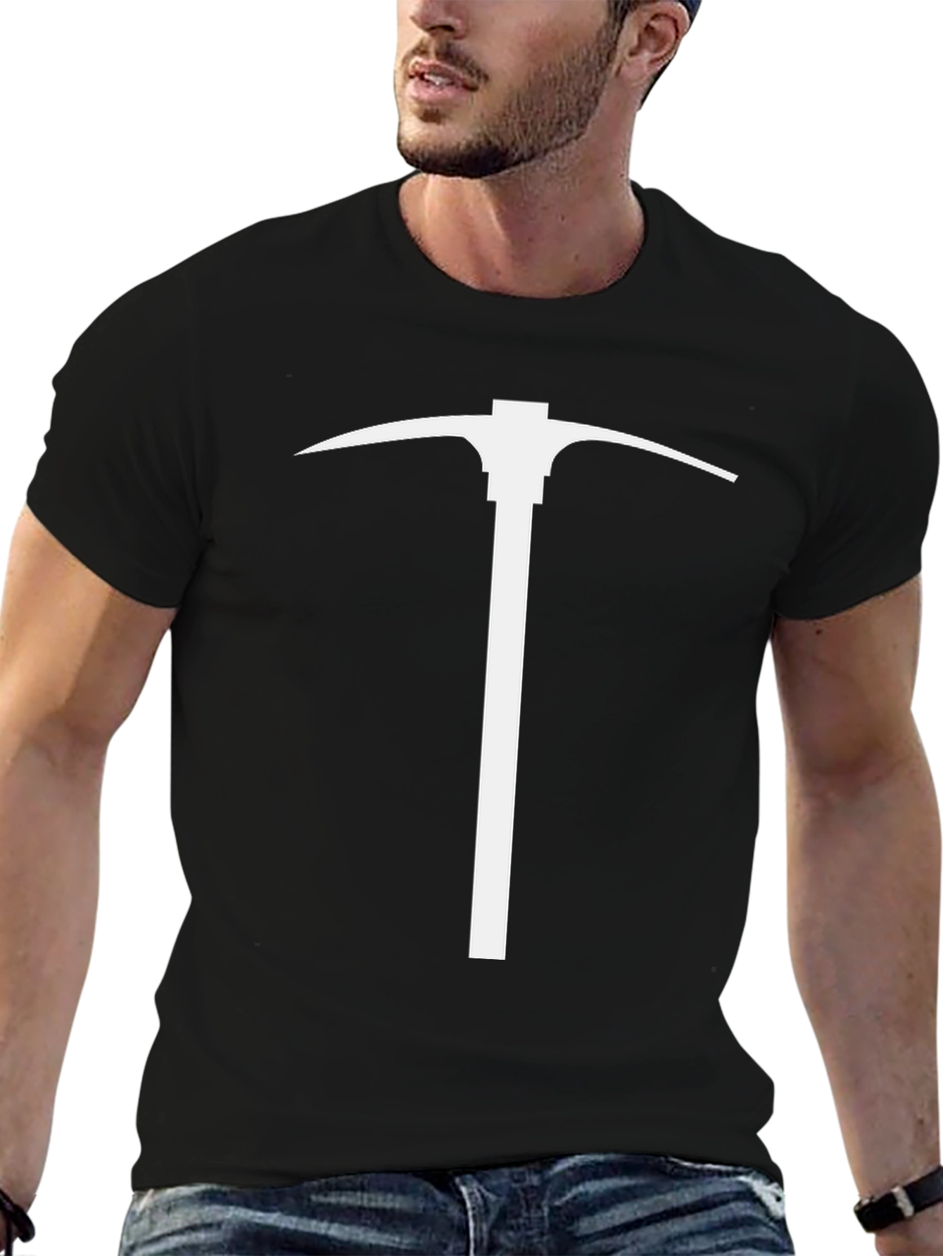 Pickaxe Graphic Tee - Black Cotton Short Sleeve