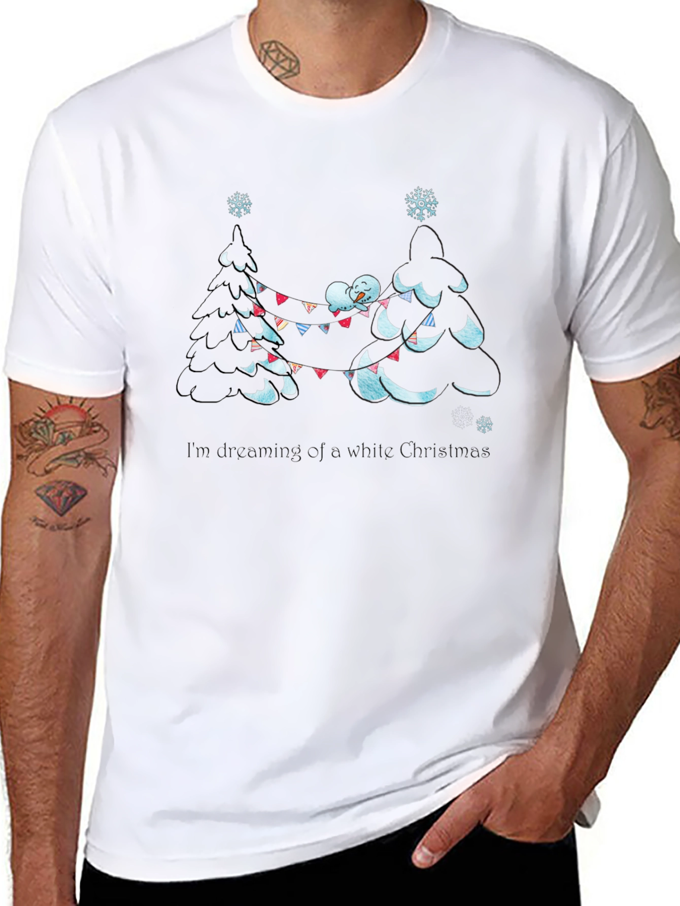 Dreaming of a White Christmas Black T-Shirt