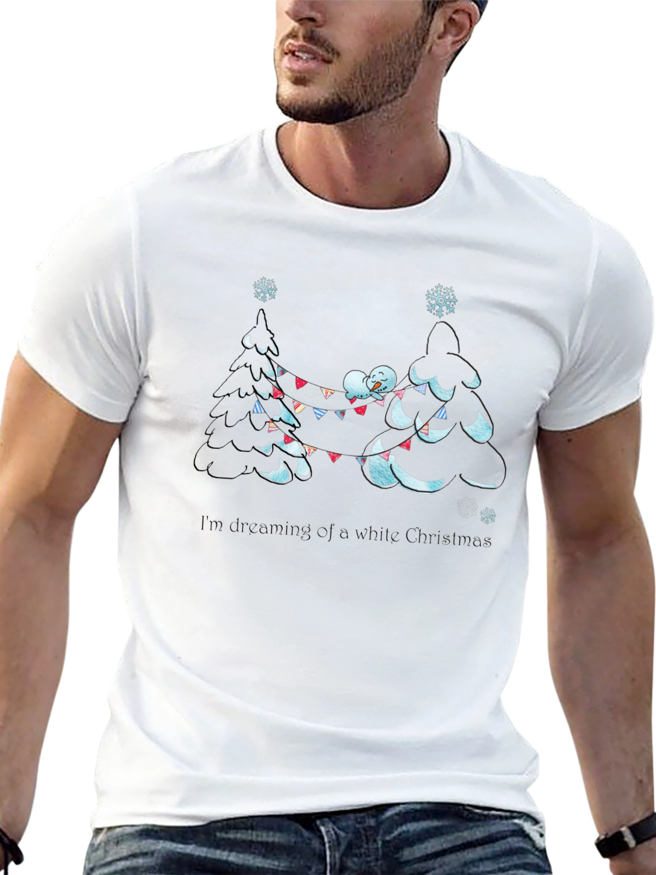 Dreaming of a White Christmas Black T-Shirt
