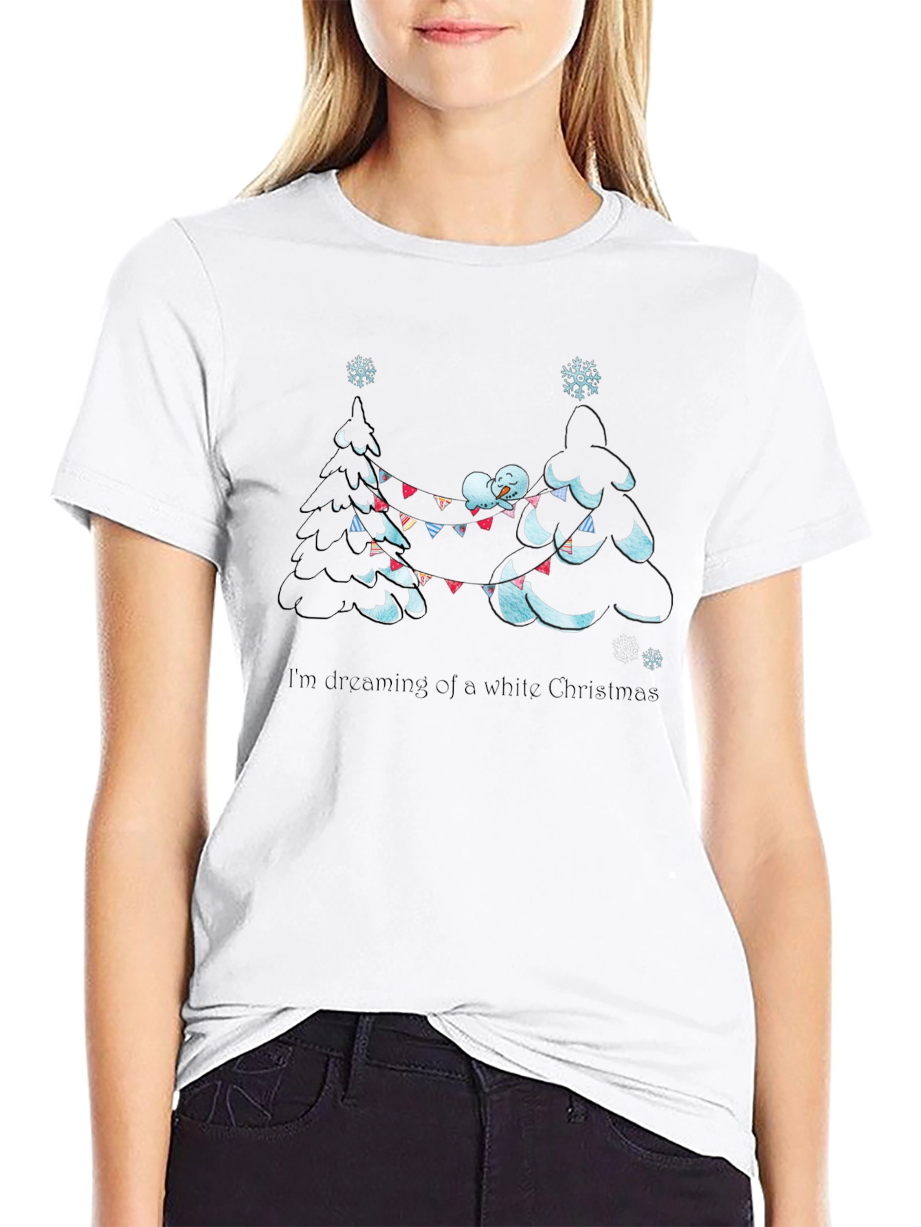 Dreaming of a White Christmas Black T-Shirt