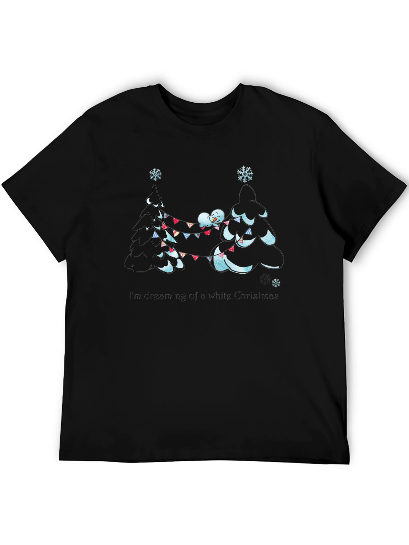 Dreaming of a White Christmas Black T-Shirt