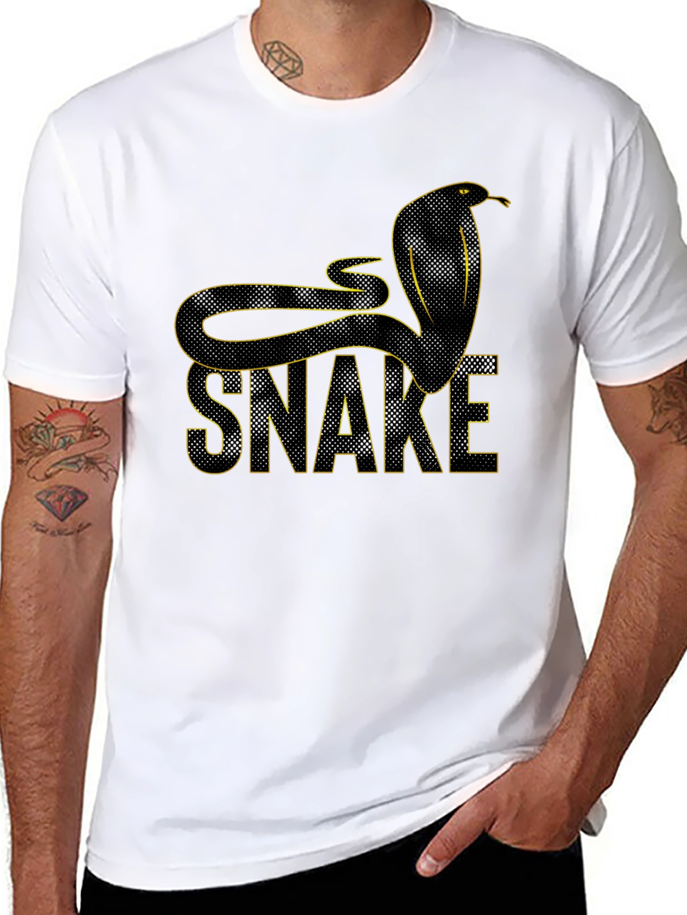 Snake Graphic Tee - Stylish Mens Black T-Shirt