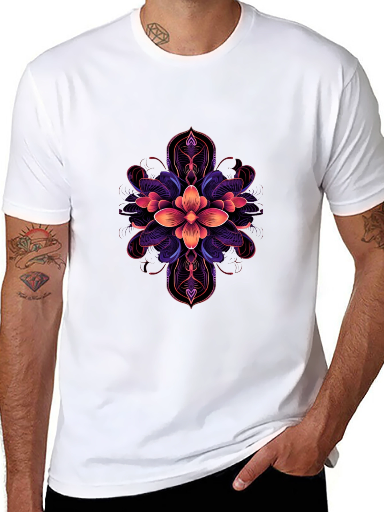 Floral Mandala Graphic Tee - Premium Cotton