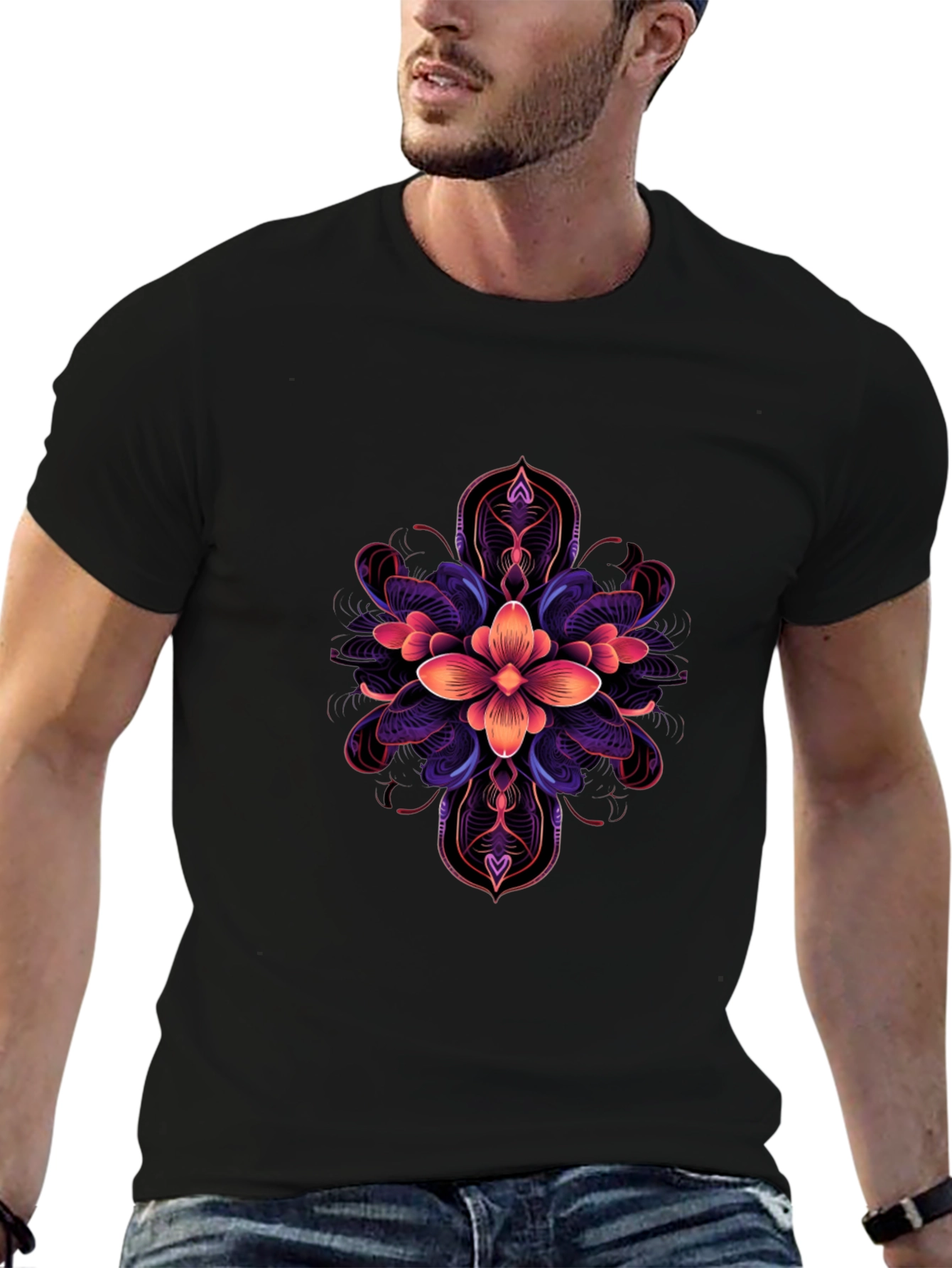 Floral Mandala Graphic Tee - Premium Cotton