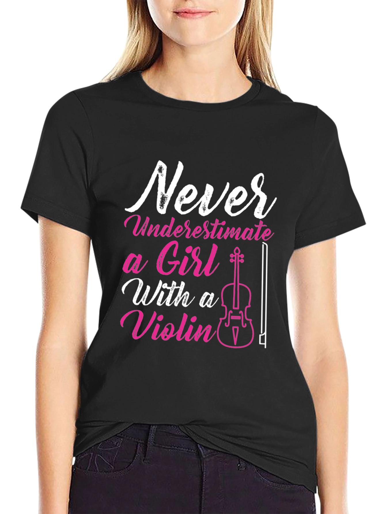 Never Underestimate Violin Girl T-Shirt