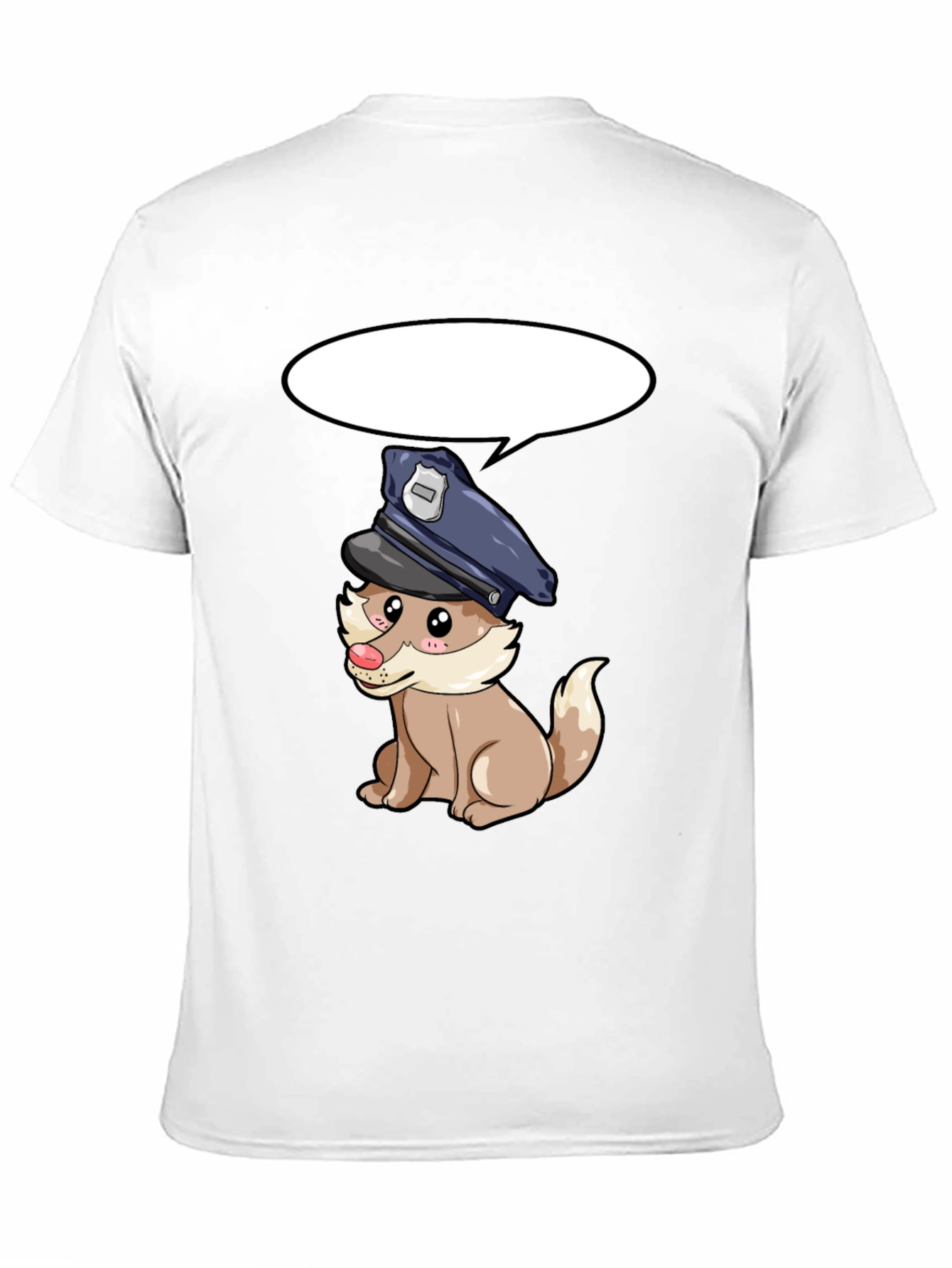 Cartoon Police Dog Black T-Shirt