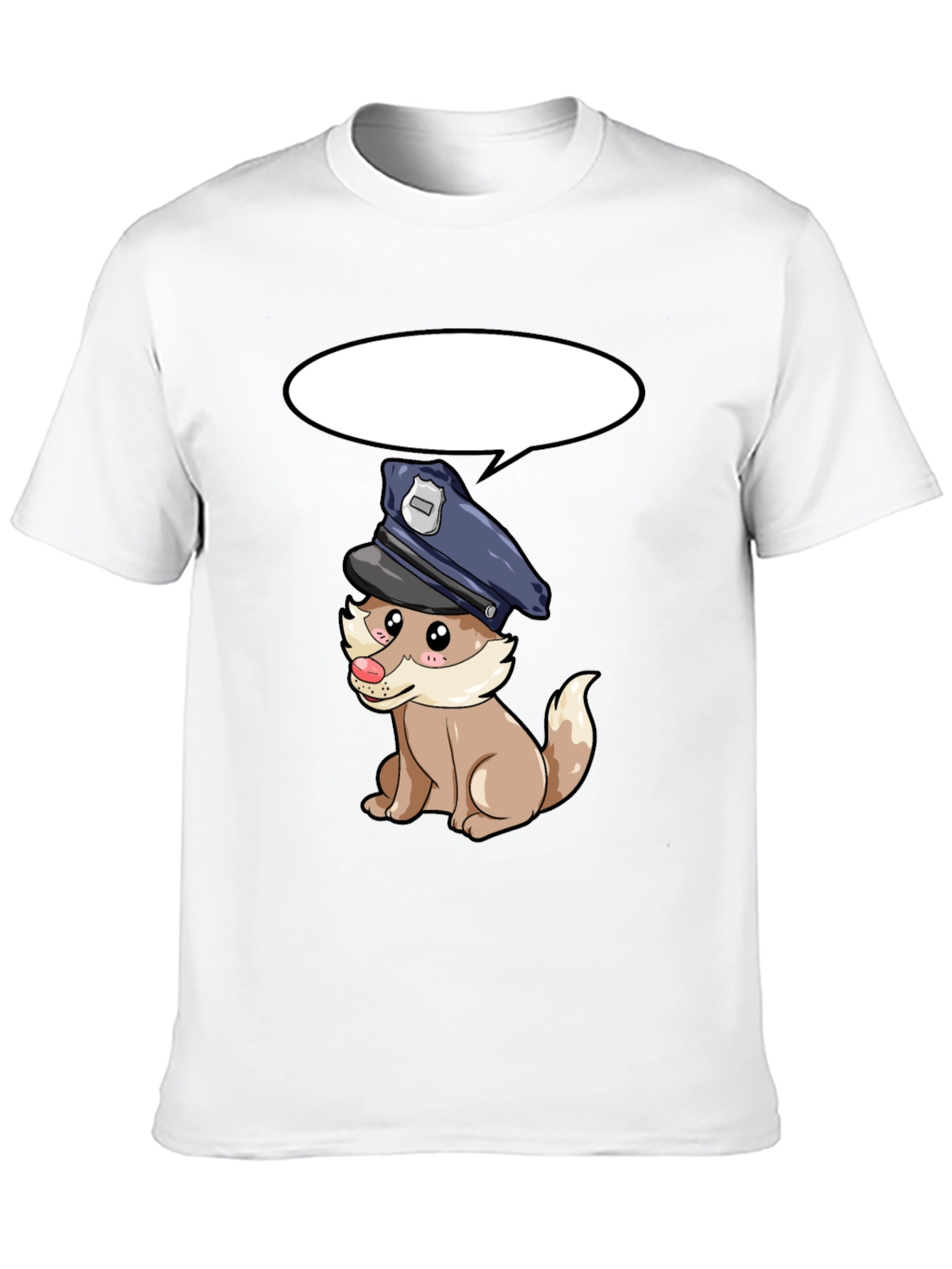Cartoon Police Dog Black T-Shirt