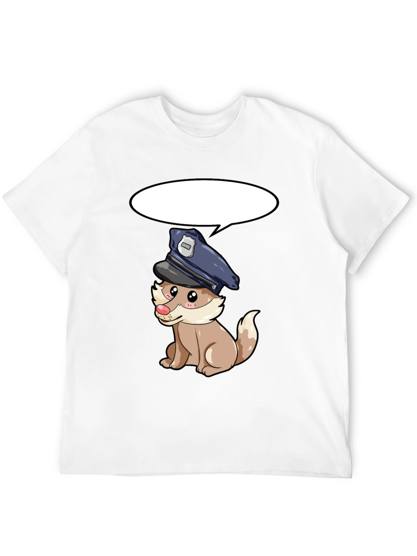 Cartoon Police Dog Black T-Shirt