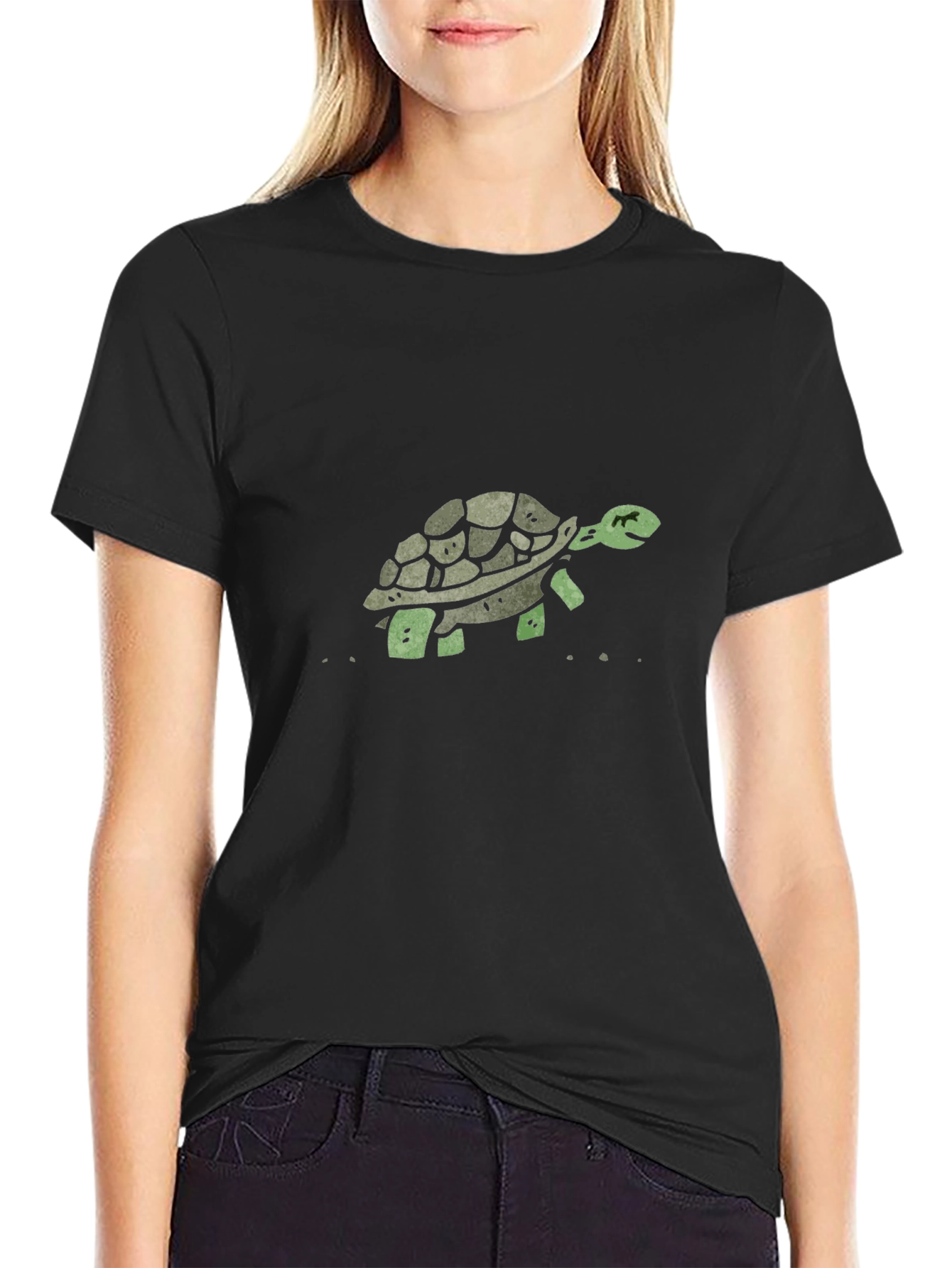 Turtle Graphic Print Black T-Shirt