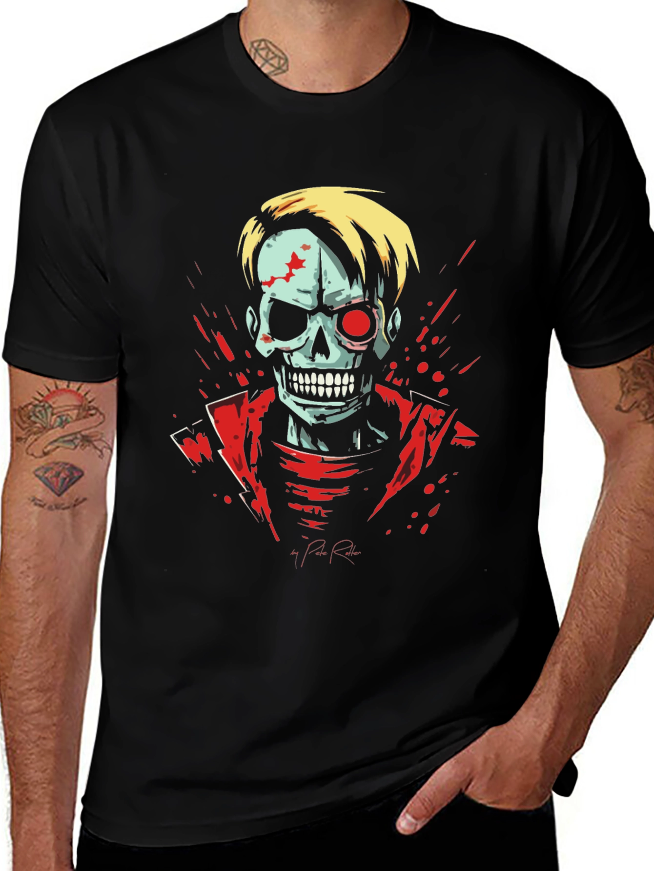 Zombie Skeleton Graphic Tee - Black T-Shirt