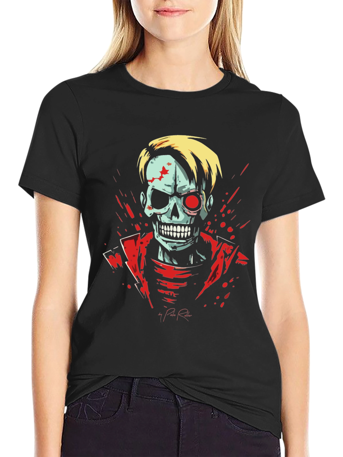 Zombie Skeleton Graphic Tee - Black T-Shirt