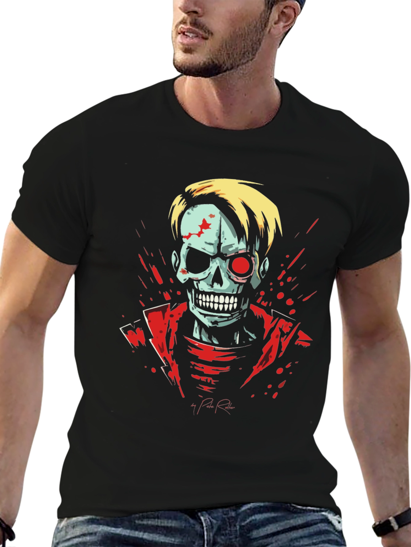 Zombie Skeleton Graphic Tee - Black T-Shirt