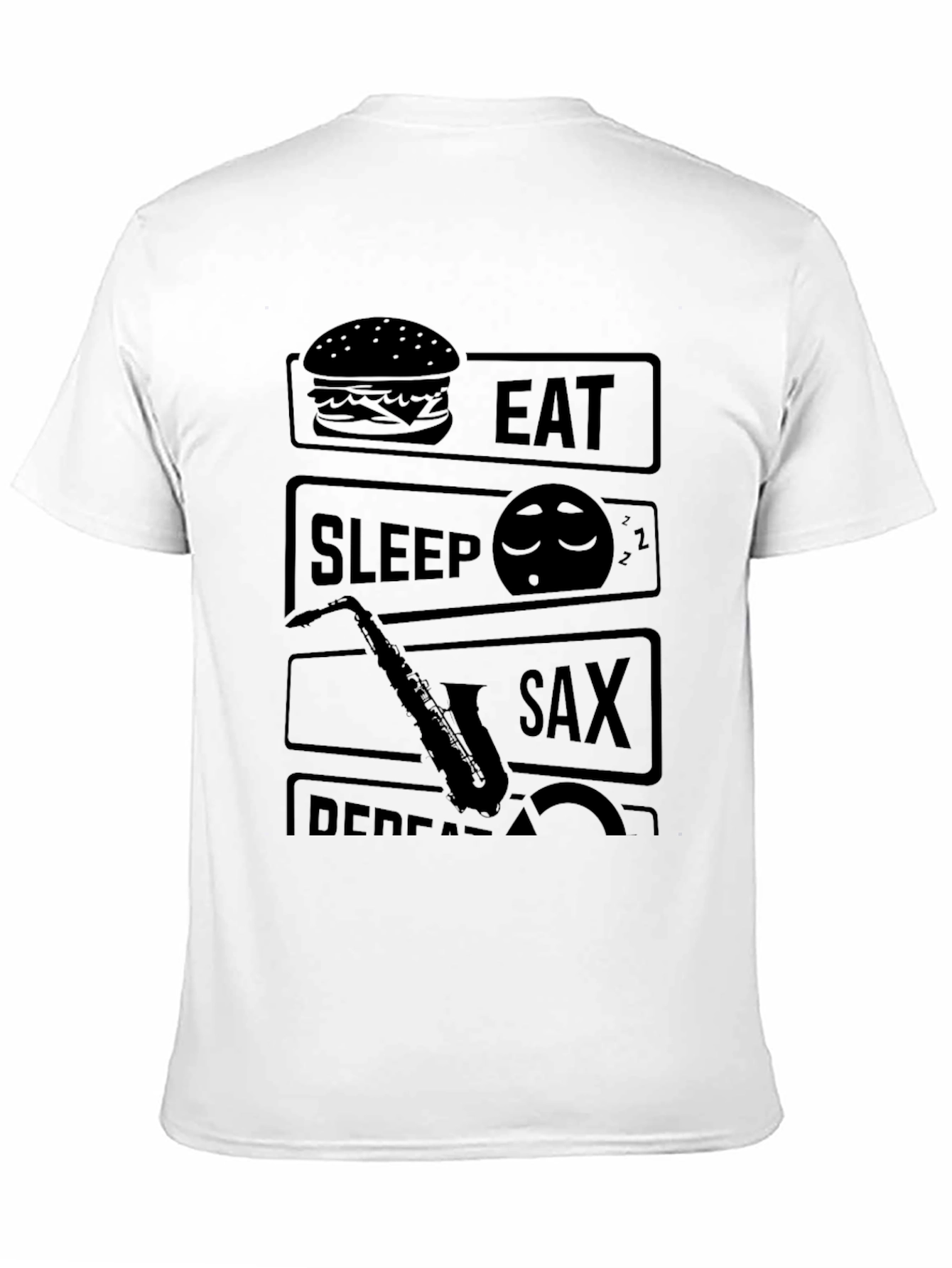 Eat Sleep Sax Repeat Black Graphic Tee