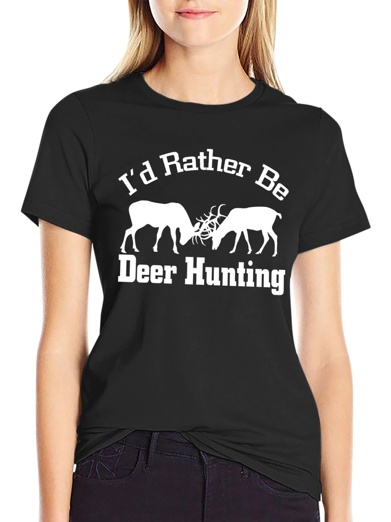 Deer Hunting Graphic Tee - Black Cotton T-Shirt