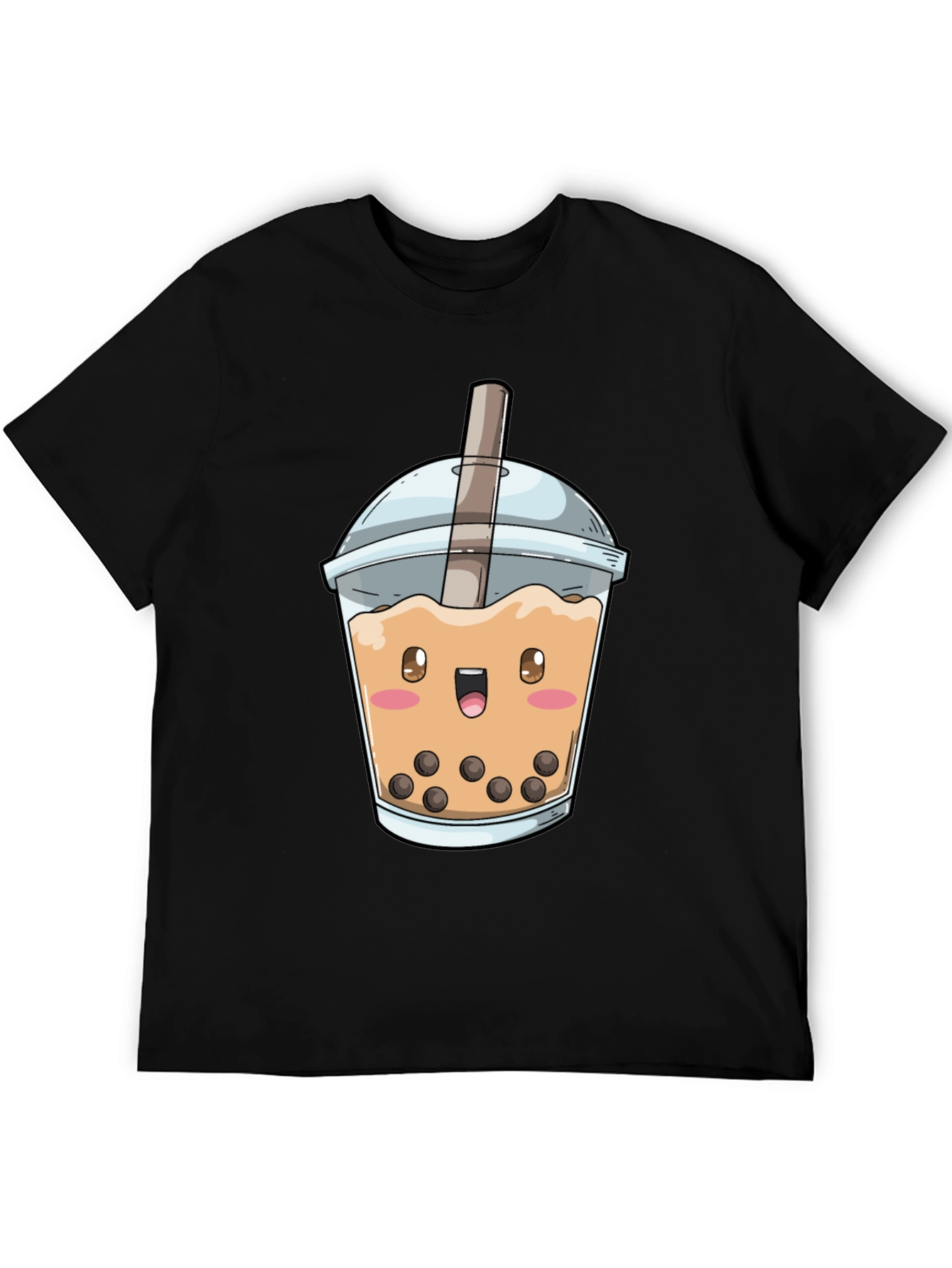 Kawaii Bubble Tea Graphic Tee - Unisex Black T-Shirt