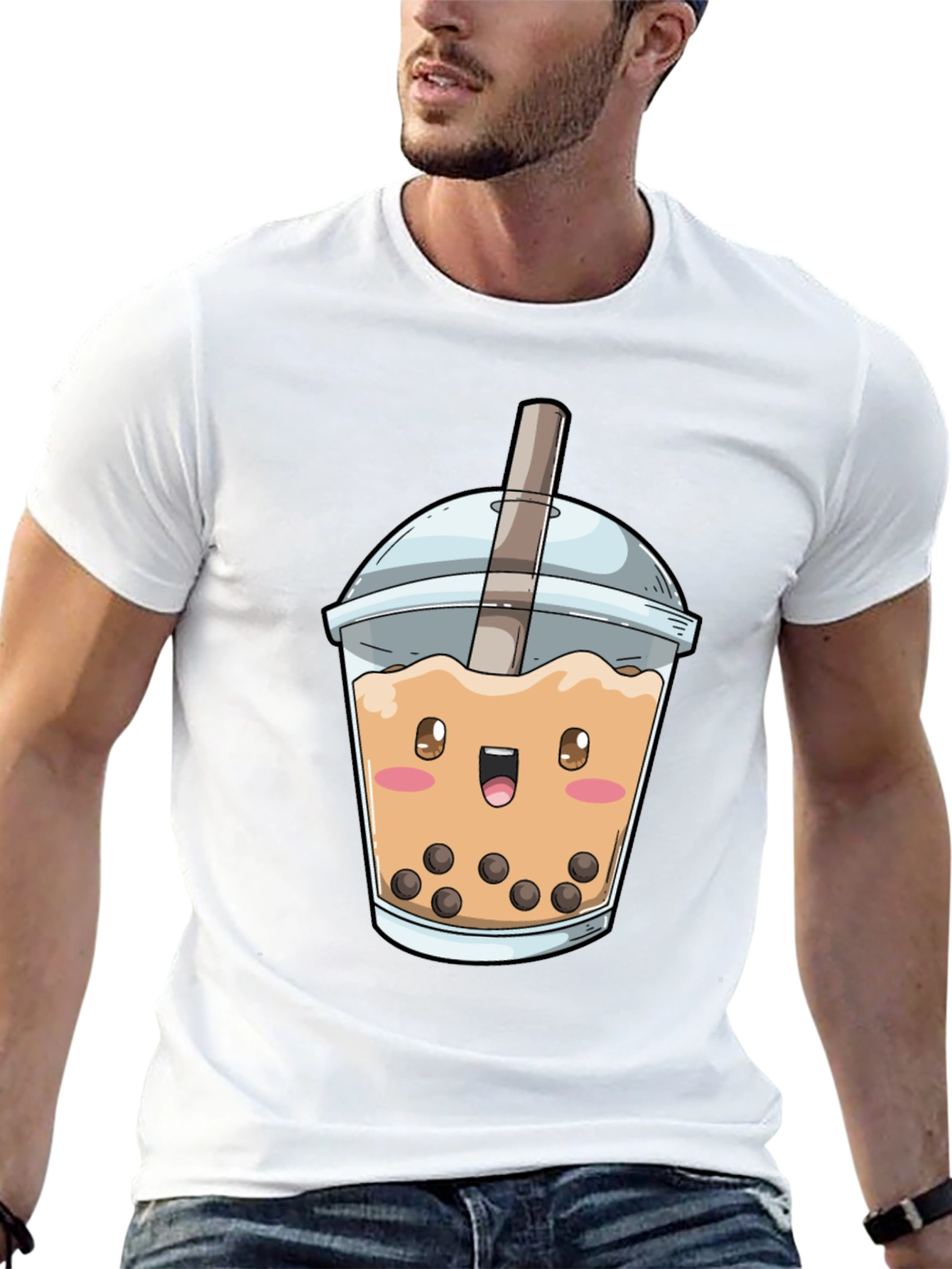 Kawaii Bubble Tea Graphic Tee - Unisex Black T-Shirt