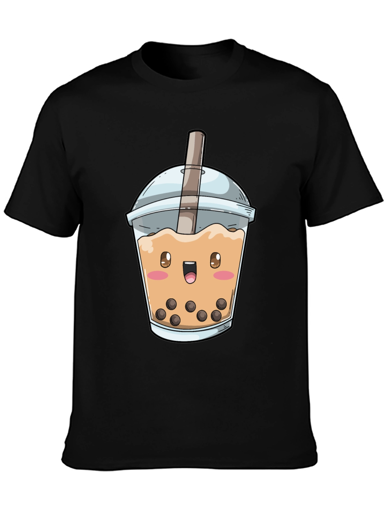 Kawaii Bubble Tea Graphic Tee - Unisex Black T-Shirt