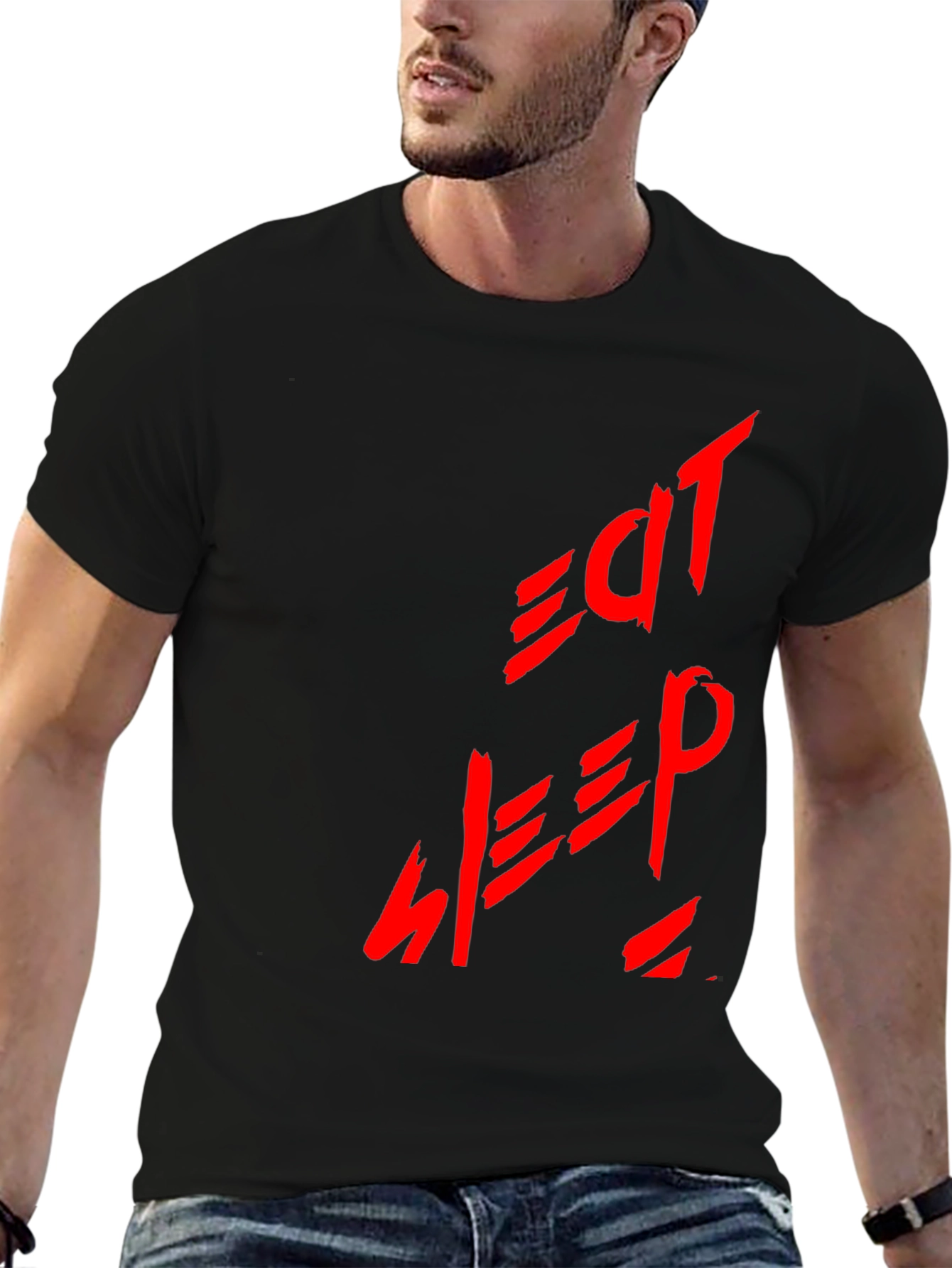 Eat Sleep Repeat Graphic T-Shirt - Black