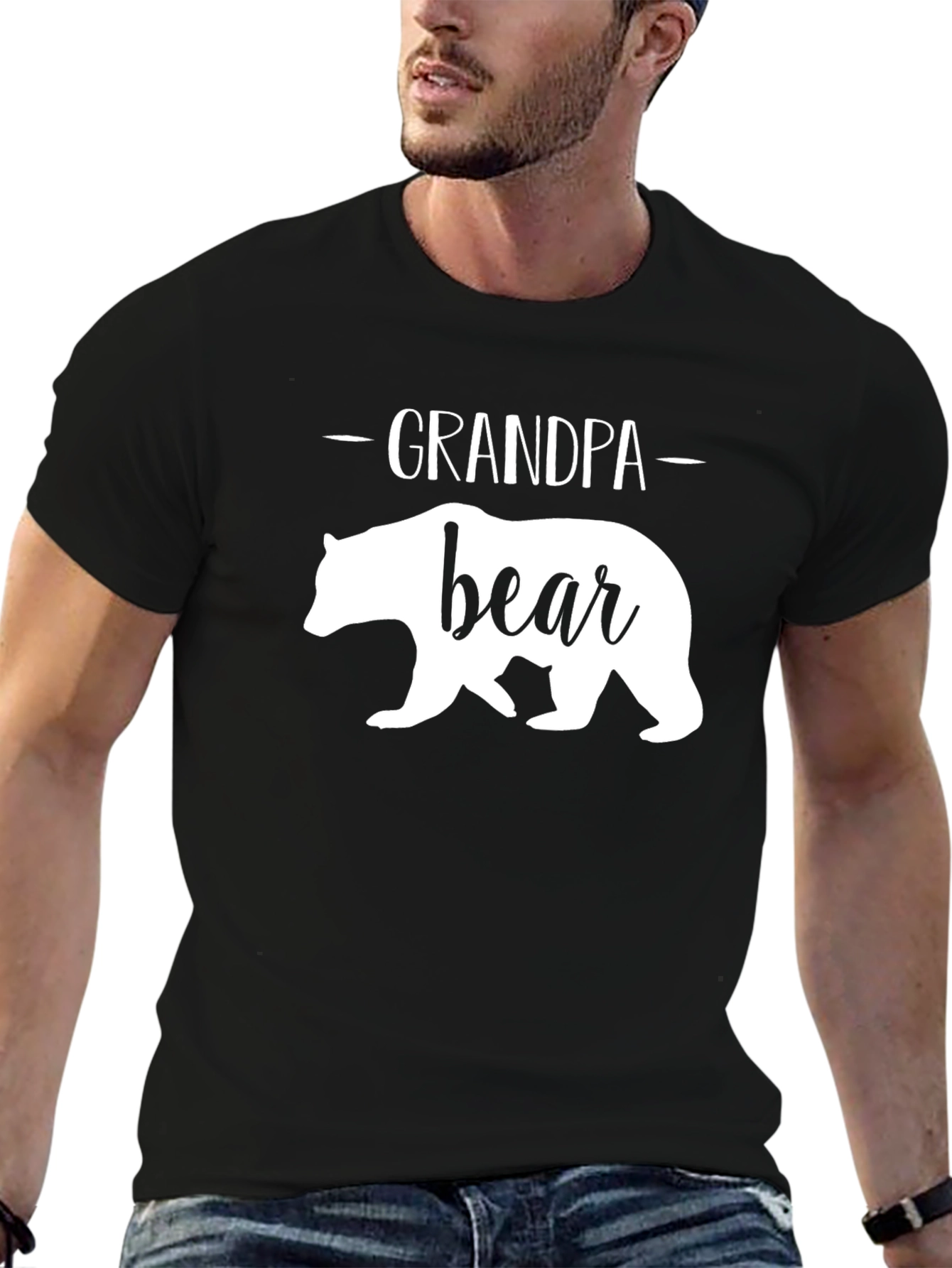 Grandpa Bear T-Shirt - Black Cotton Tee
