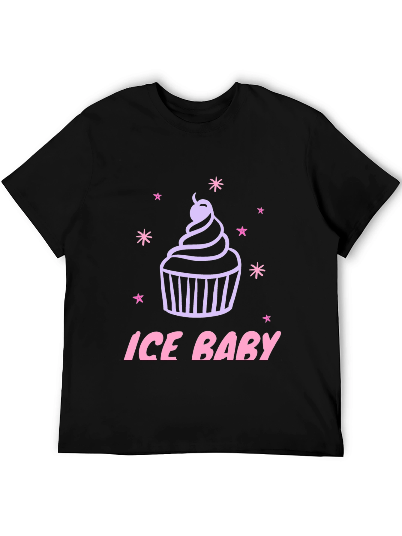 Ice Baby Cupcake Graphic Black T-Shirt
