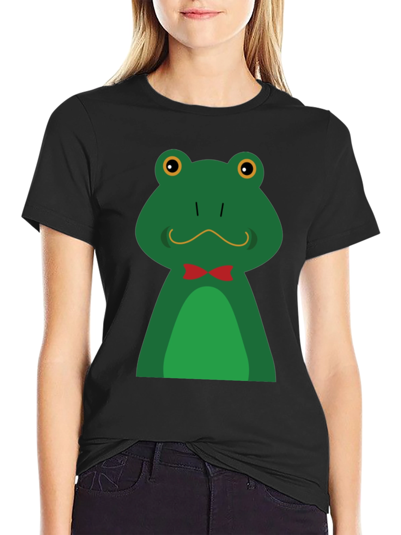 Frog with Bow Tie Black T-Shirt