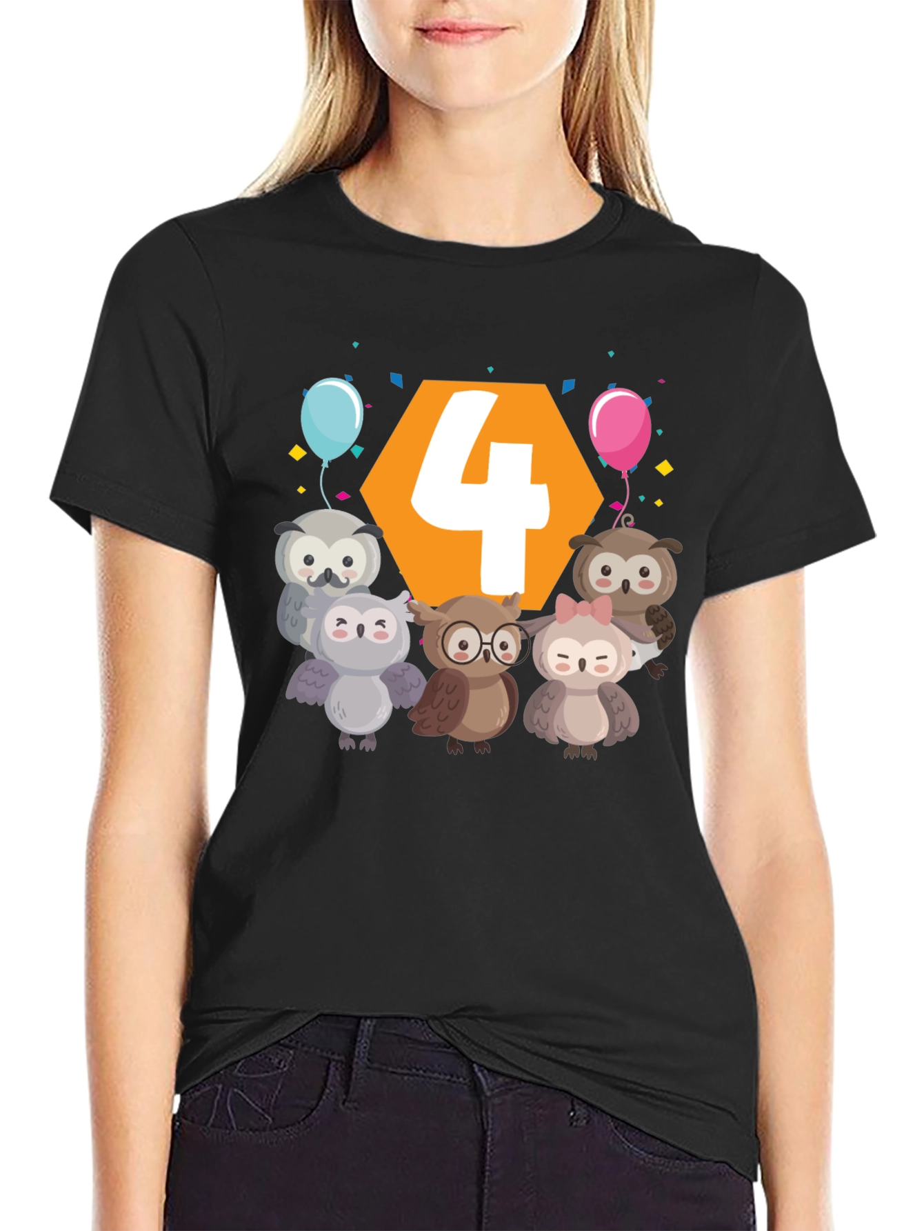 Kids 4th Birthday Owl T-Shirt