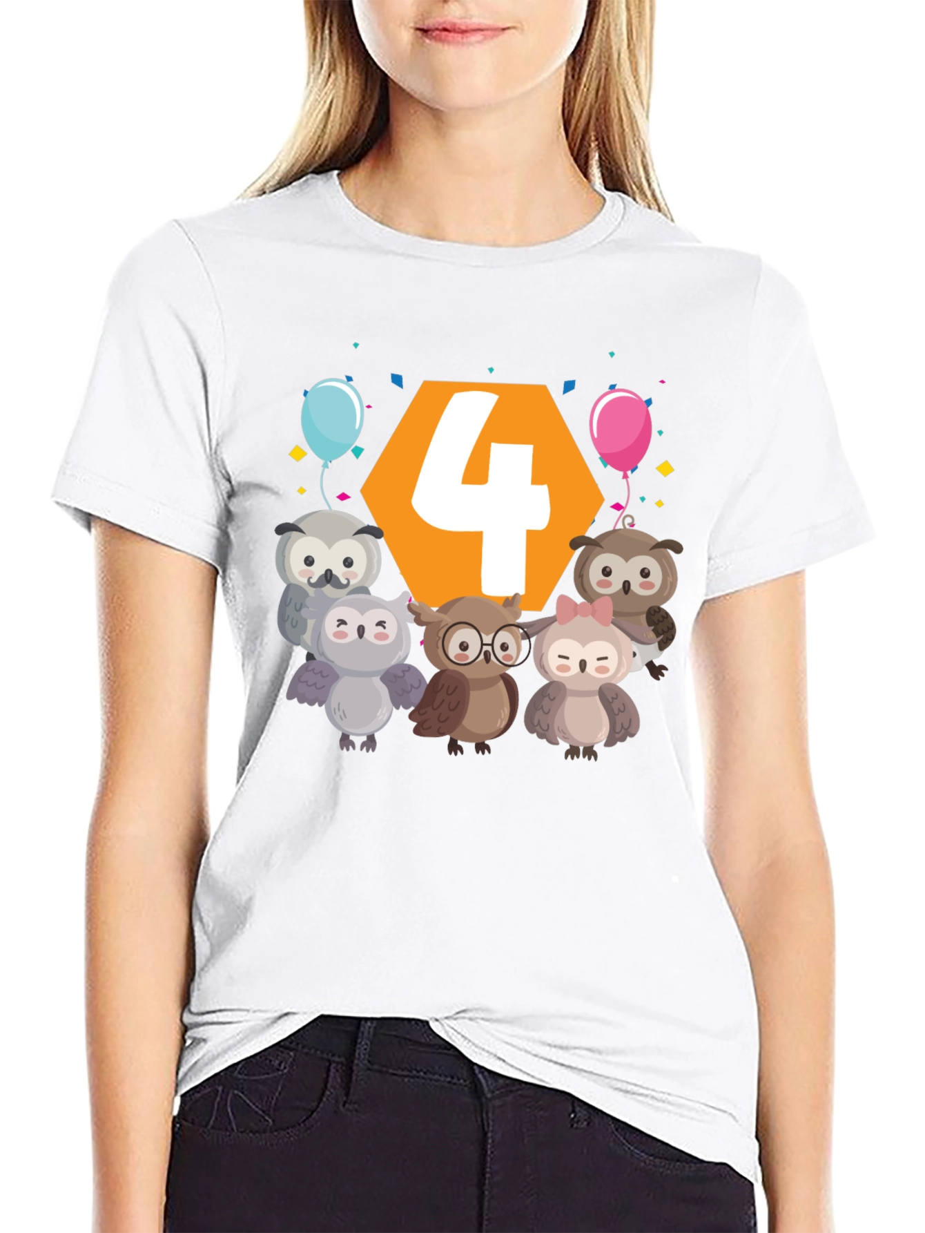 Kids 4th Birthday Owl T-Shirt