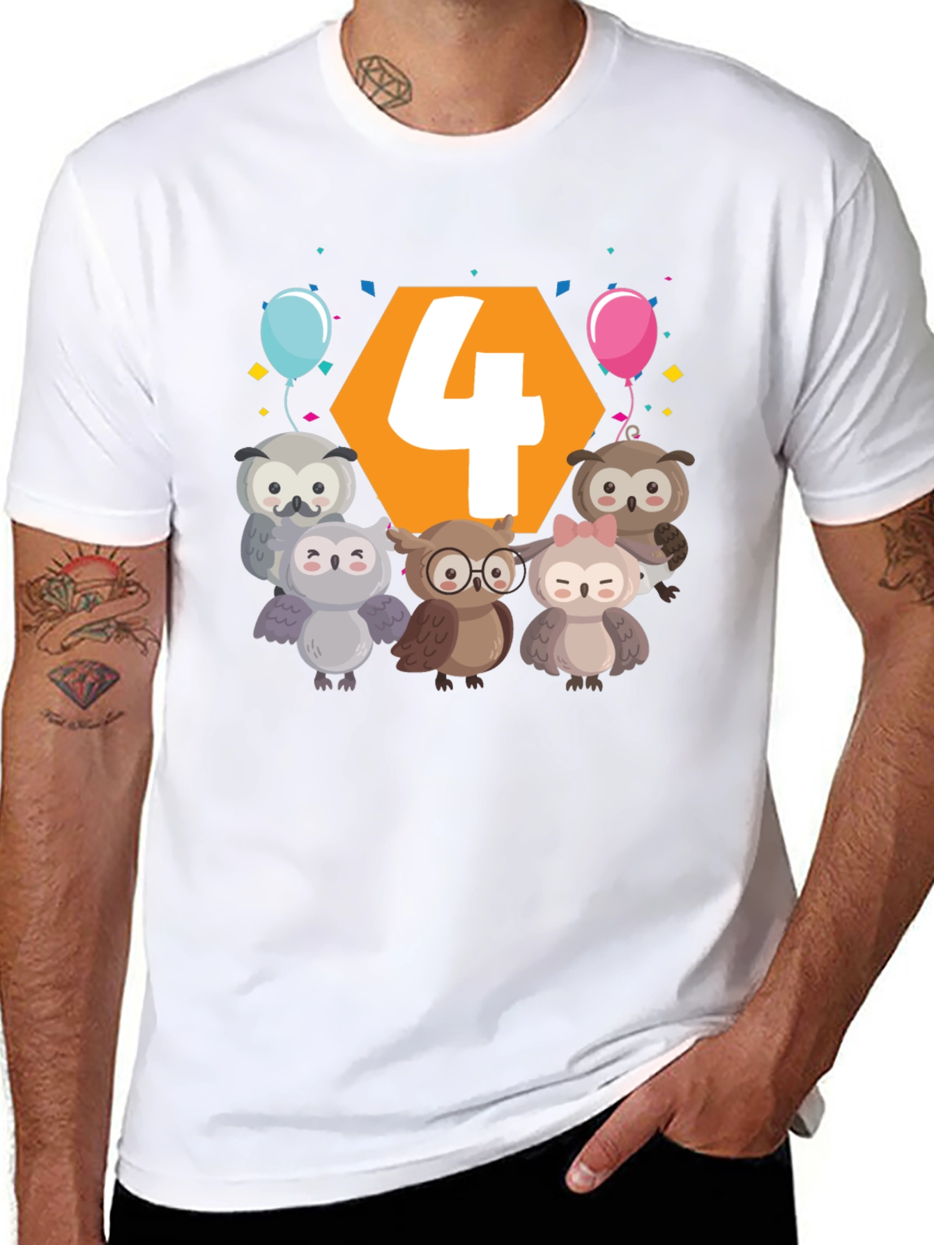Kids 4th Birthday Owl T-Shirt