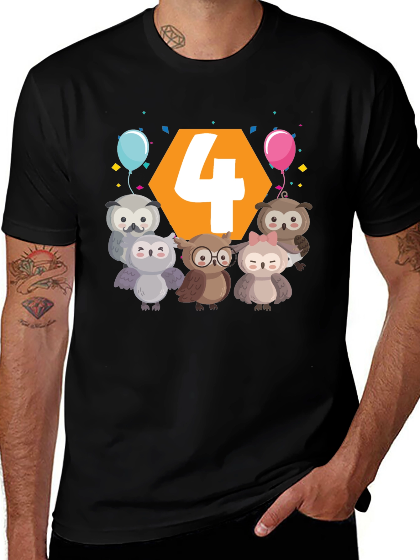 Kids 4th Birthday Owl T-Shirt