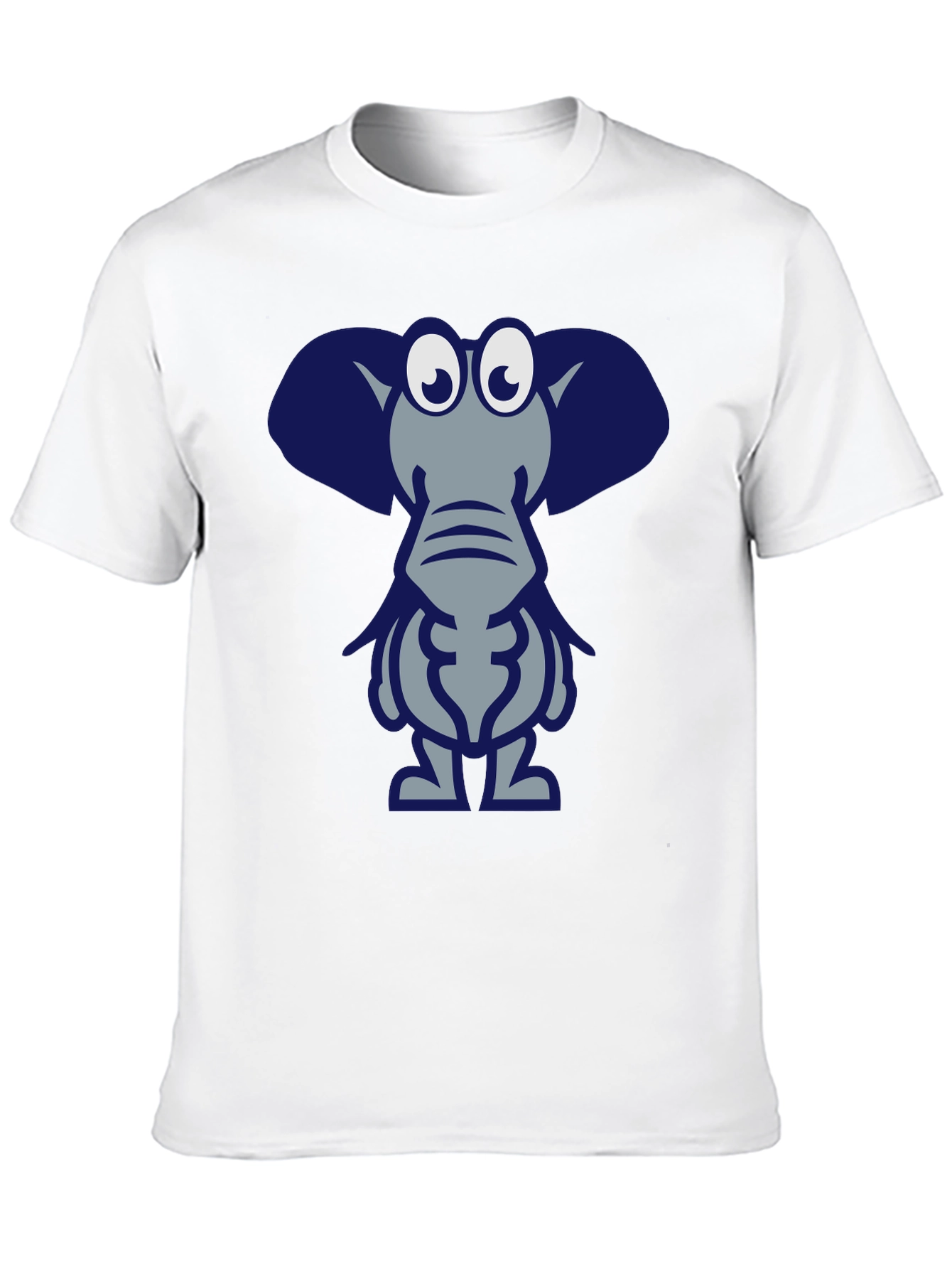 Cartoon Elephant Graphic Tee - Black Casual T-Shirt