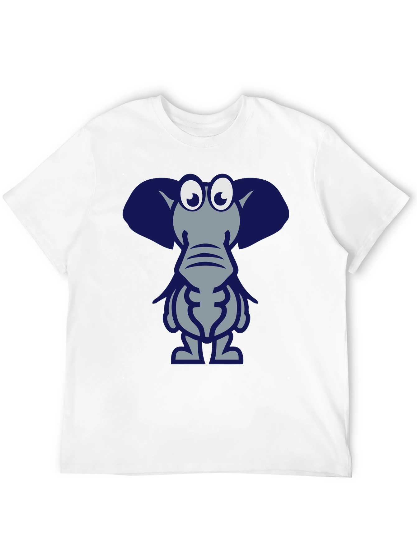 Cartoon Elephant Graphic Tee - Black Casual T-Shirt