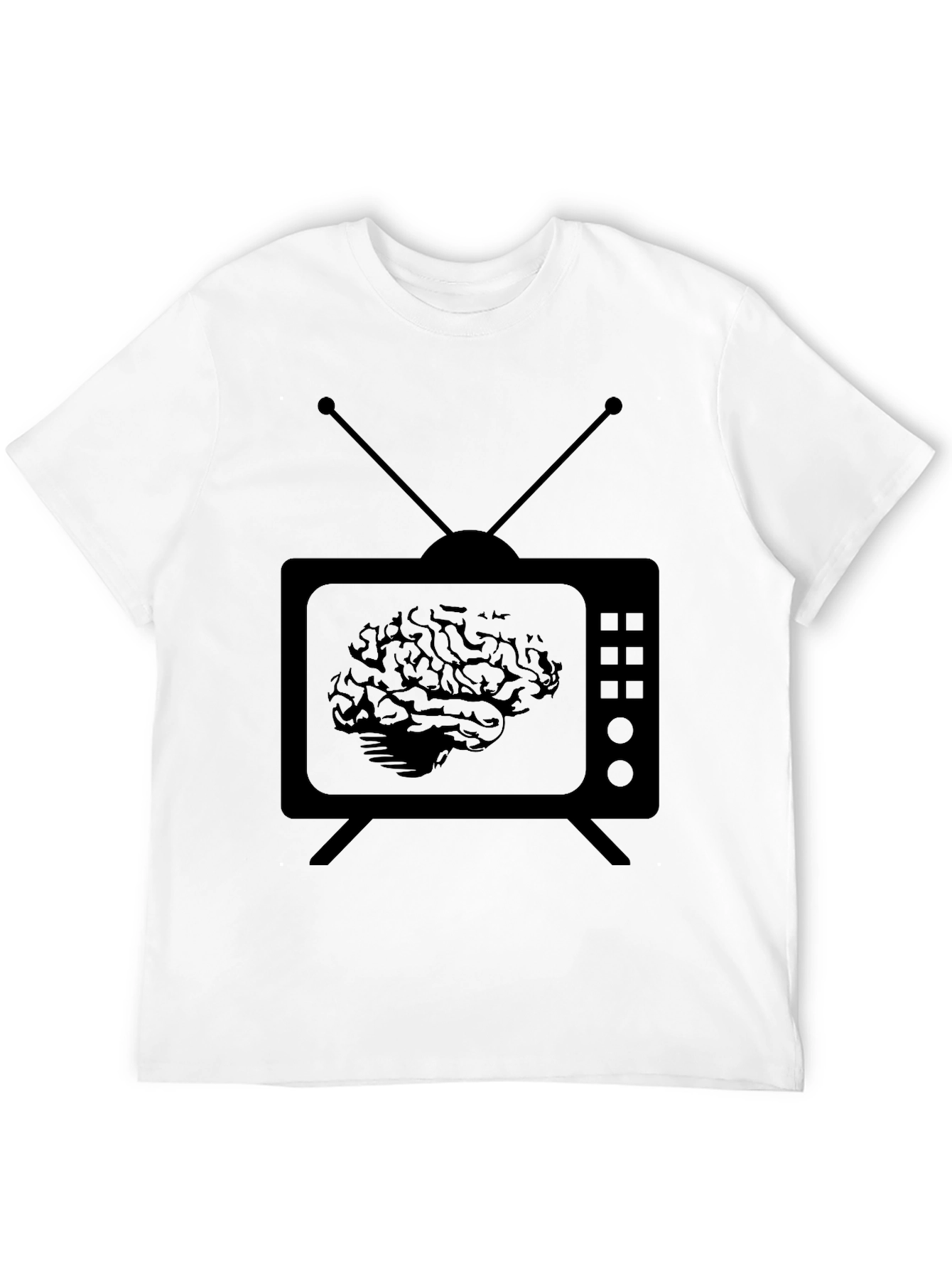 Brain TV Mens Black Graphic T-Shirt