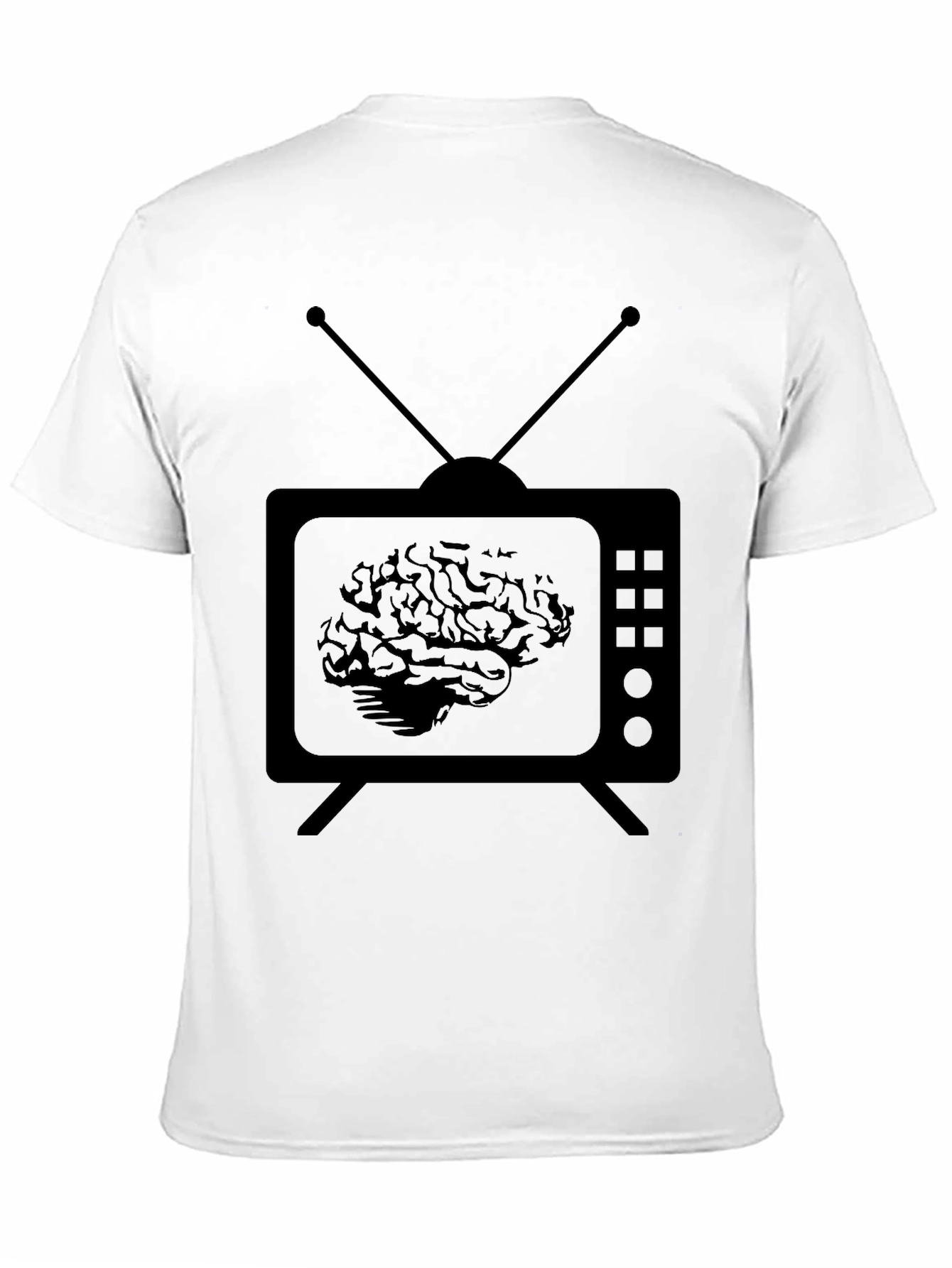 Brain TV Mens Black Graphic T-Shirt