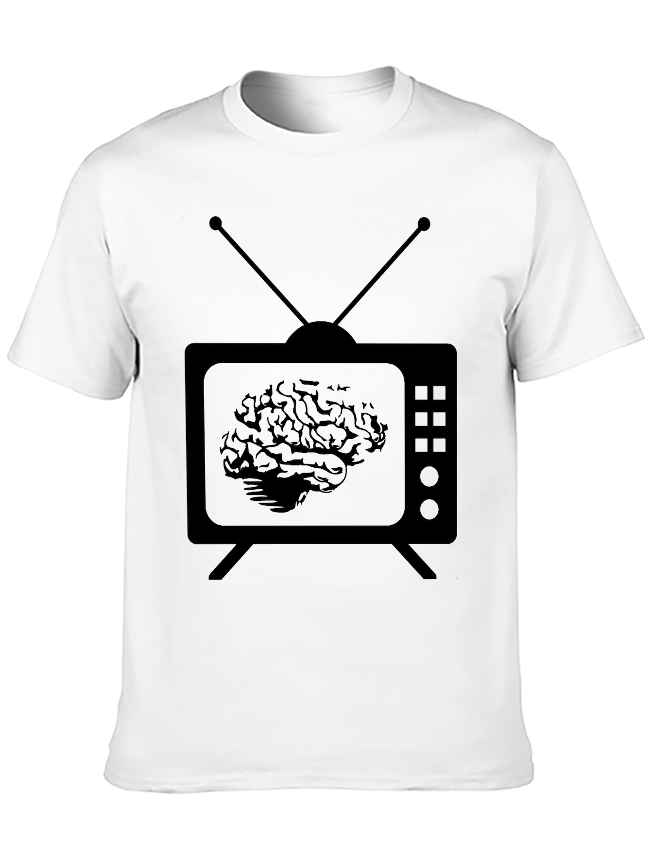 Brain TV Mens Black Graphic T-Shirt