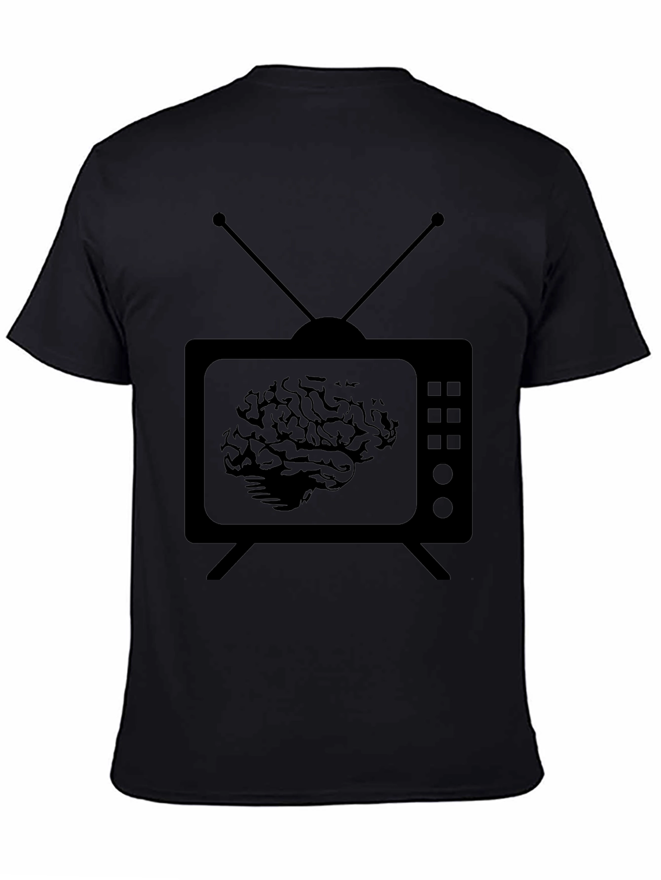 Brain TV Mens Black Graphic T-Shirt