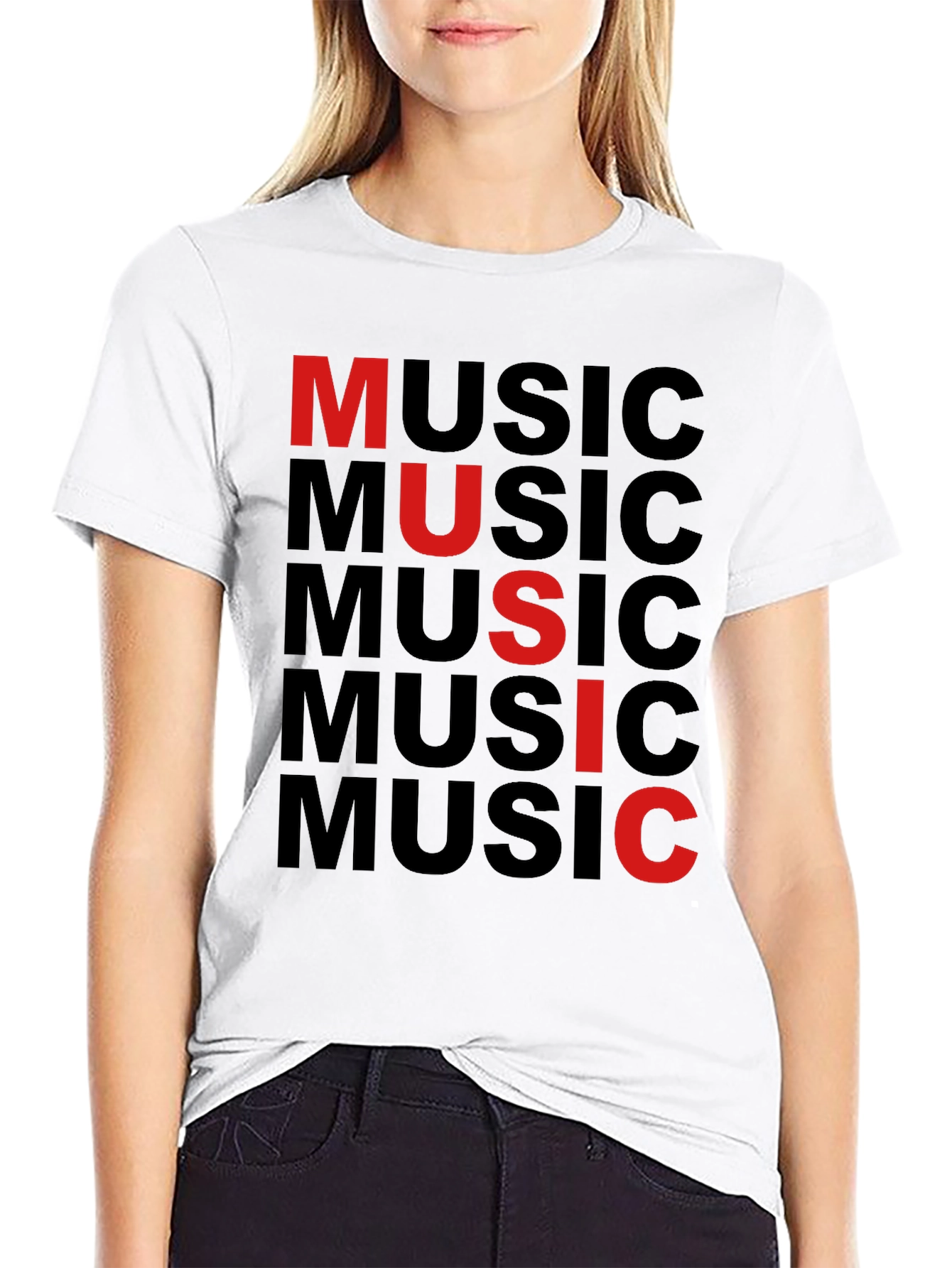 Music Graphic Print Tee - Black Cotton T-Shirt