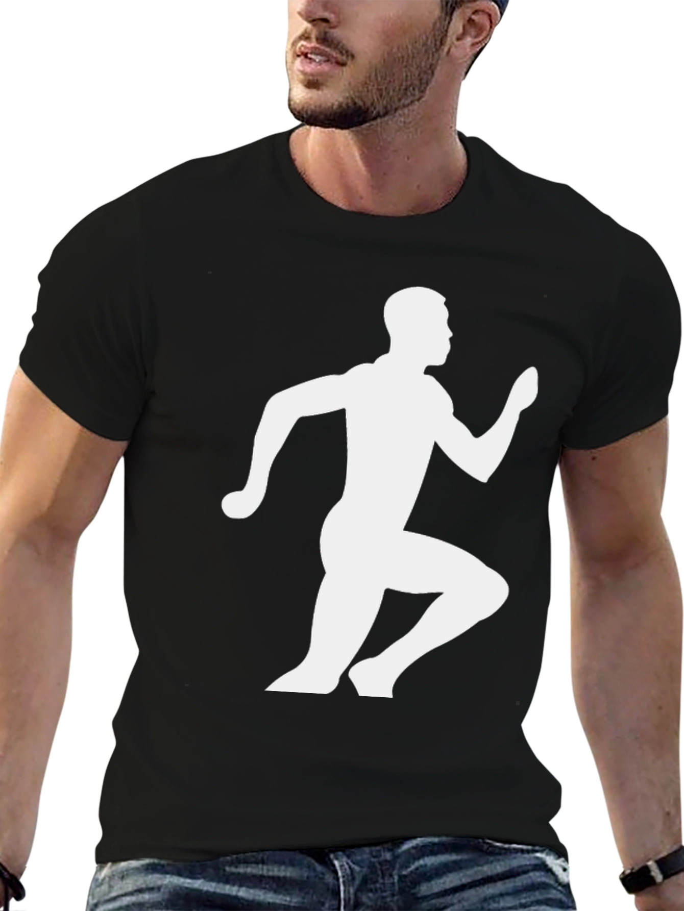 Mens Running Graphic T-Shirt - Black