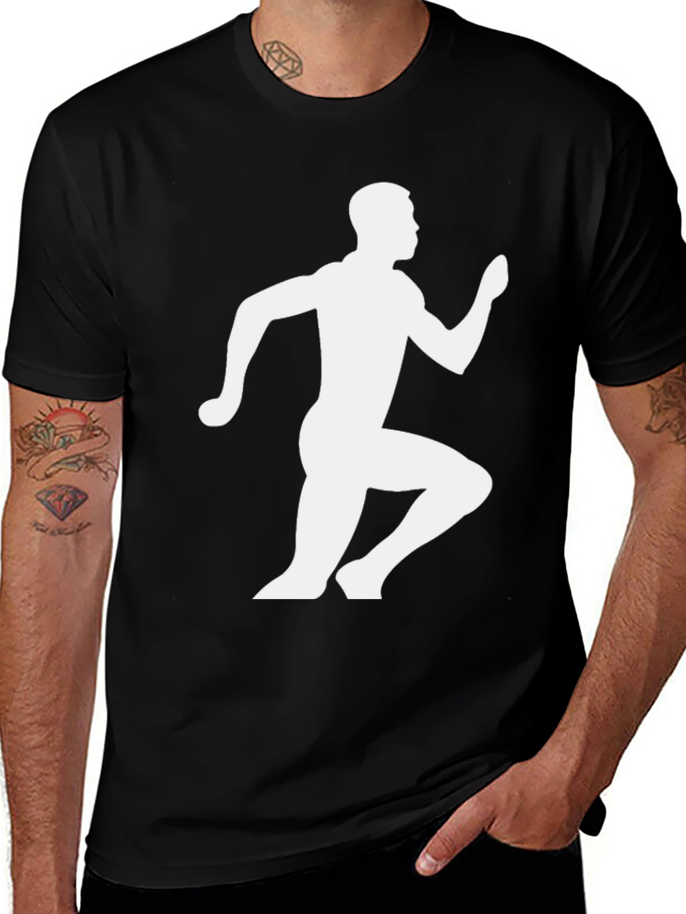 Mens Running Graphic T-Shirt - Black