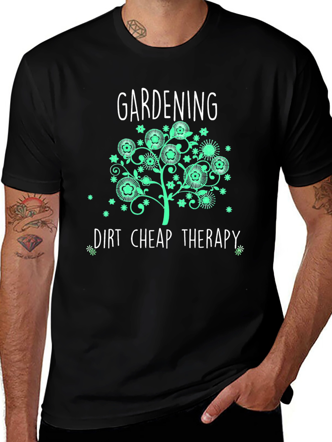 Gardening Dirt Cheap Therapy Black T-Shirt