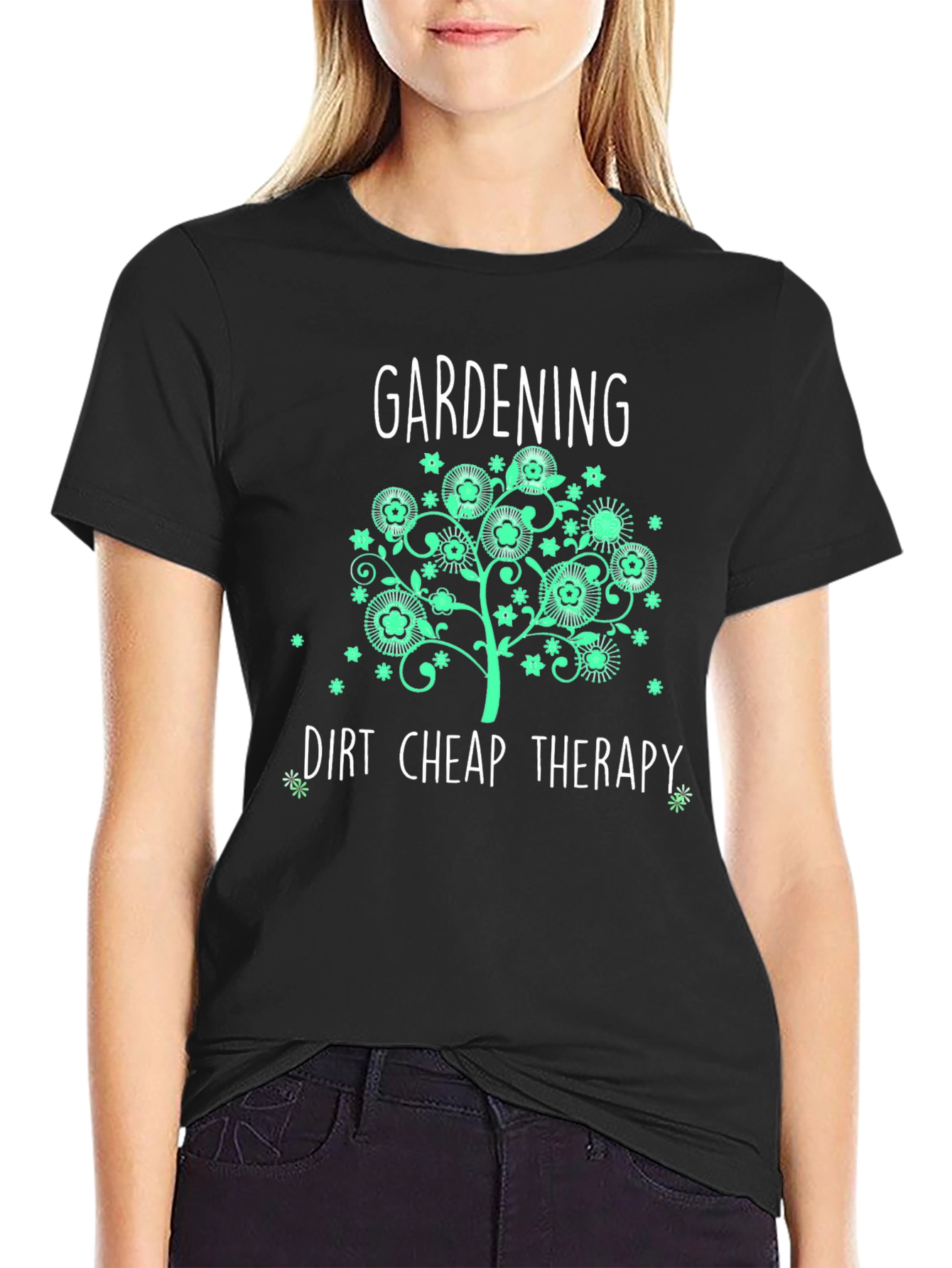 Gardening Dirt Cheap Therapy Black T-Shirt