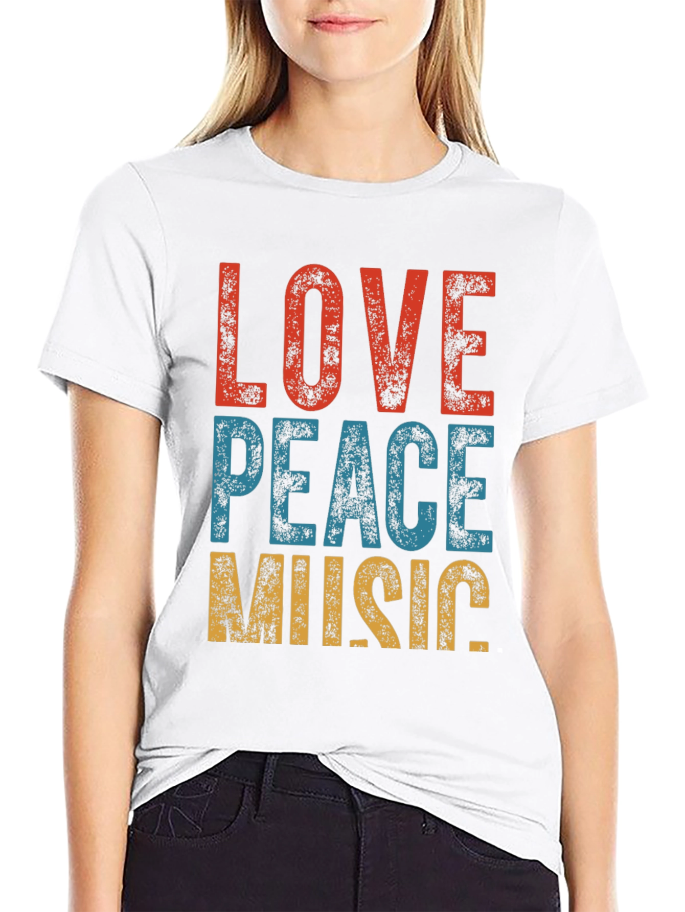 Retro Love Peace Music Graphic Tee