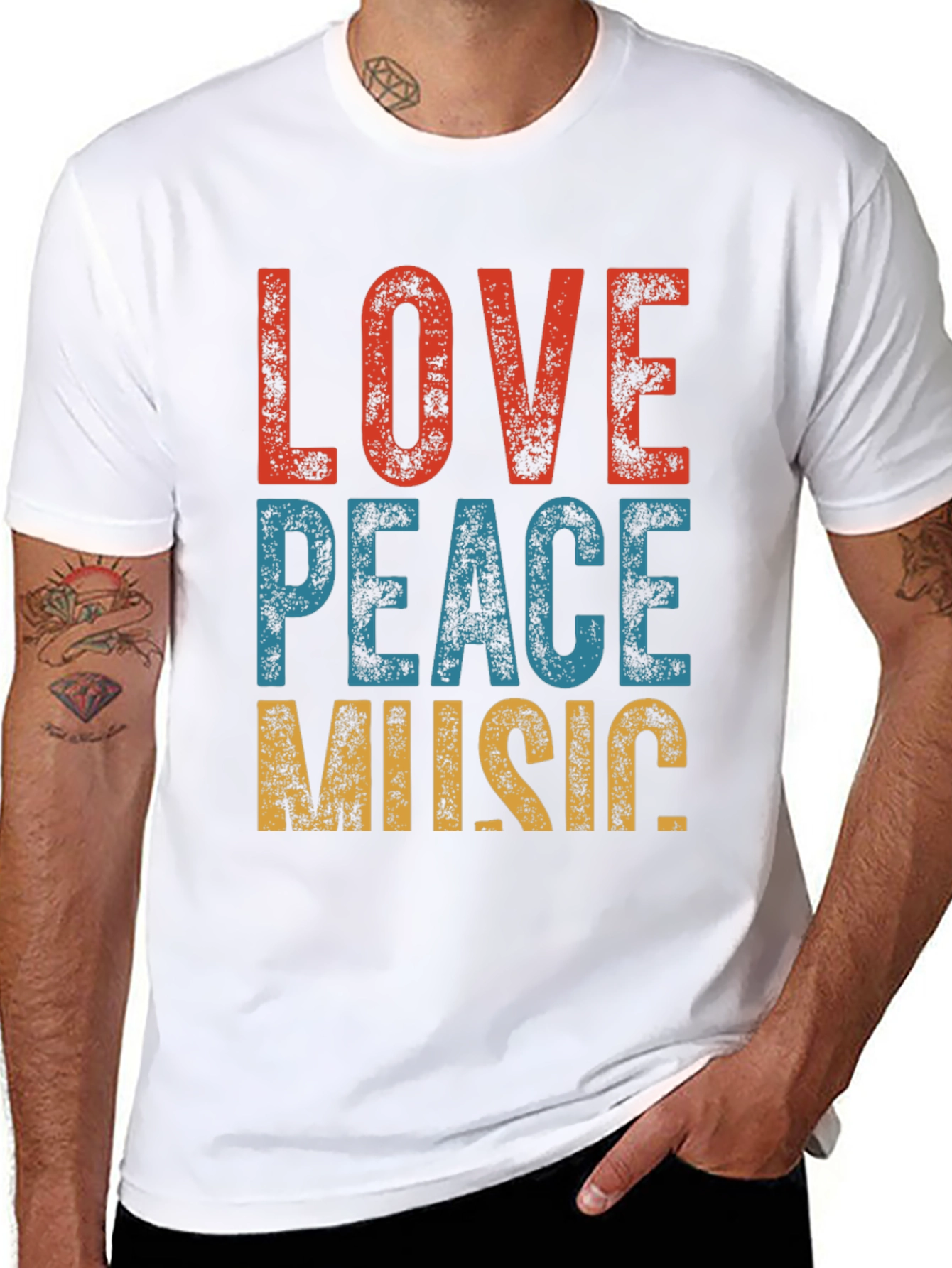 Retro Love Peace Music Graphic Tee